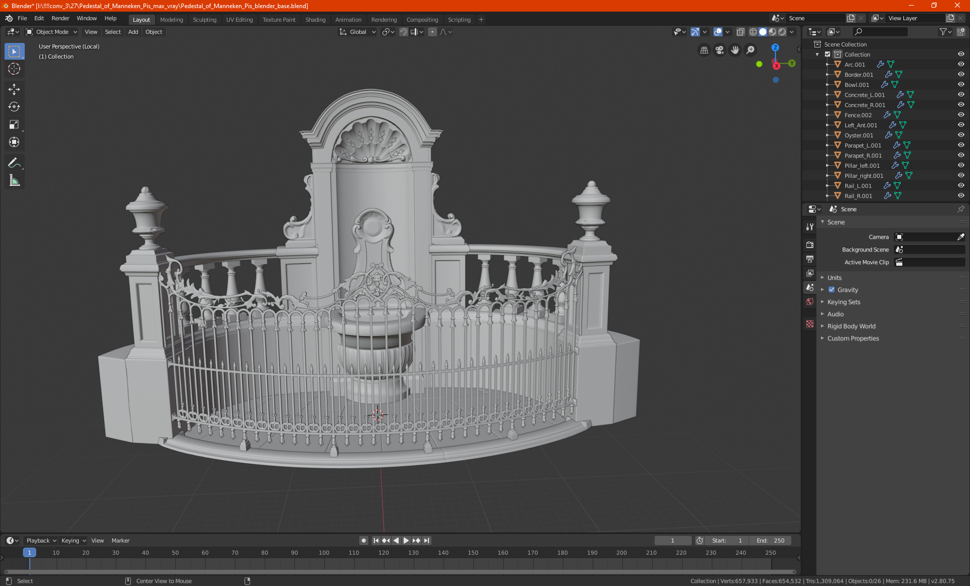 Pedestal of Manneken Pis 3D model