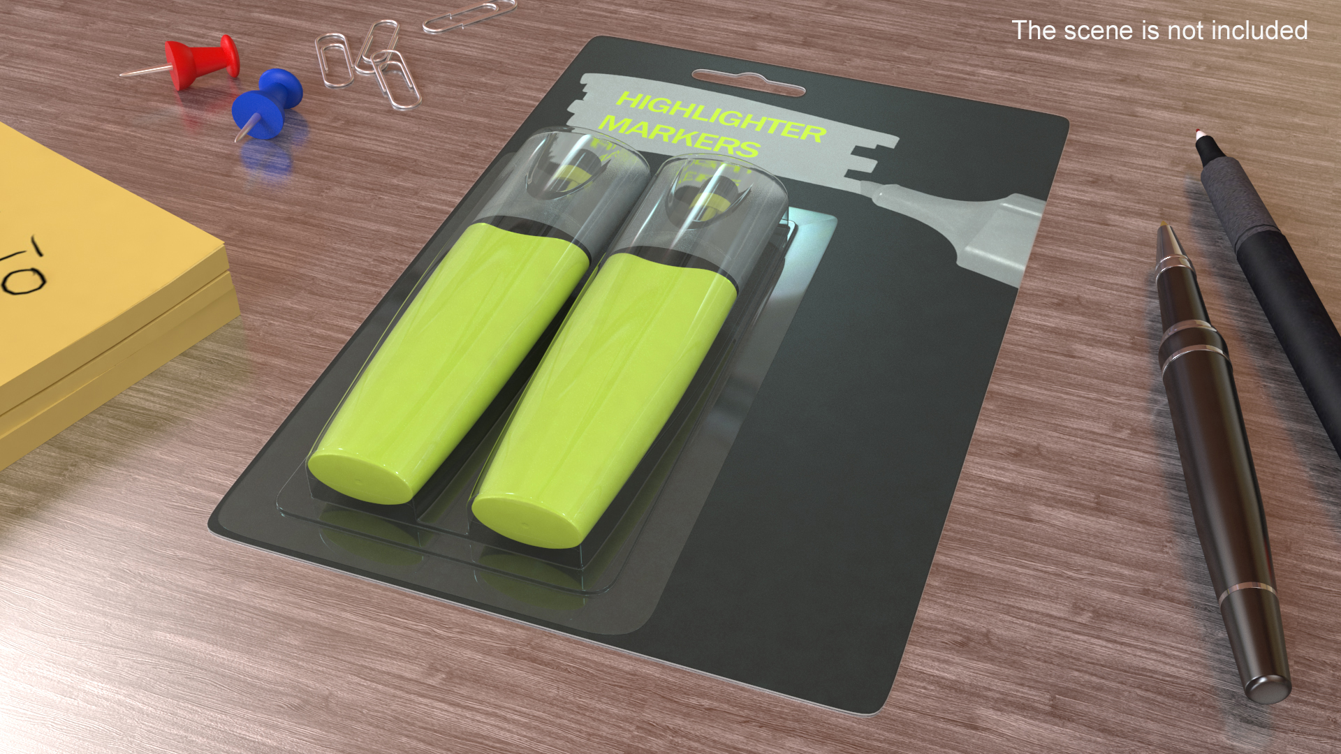 2 Highlighter Markers with Package 3D model