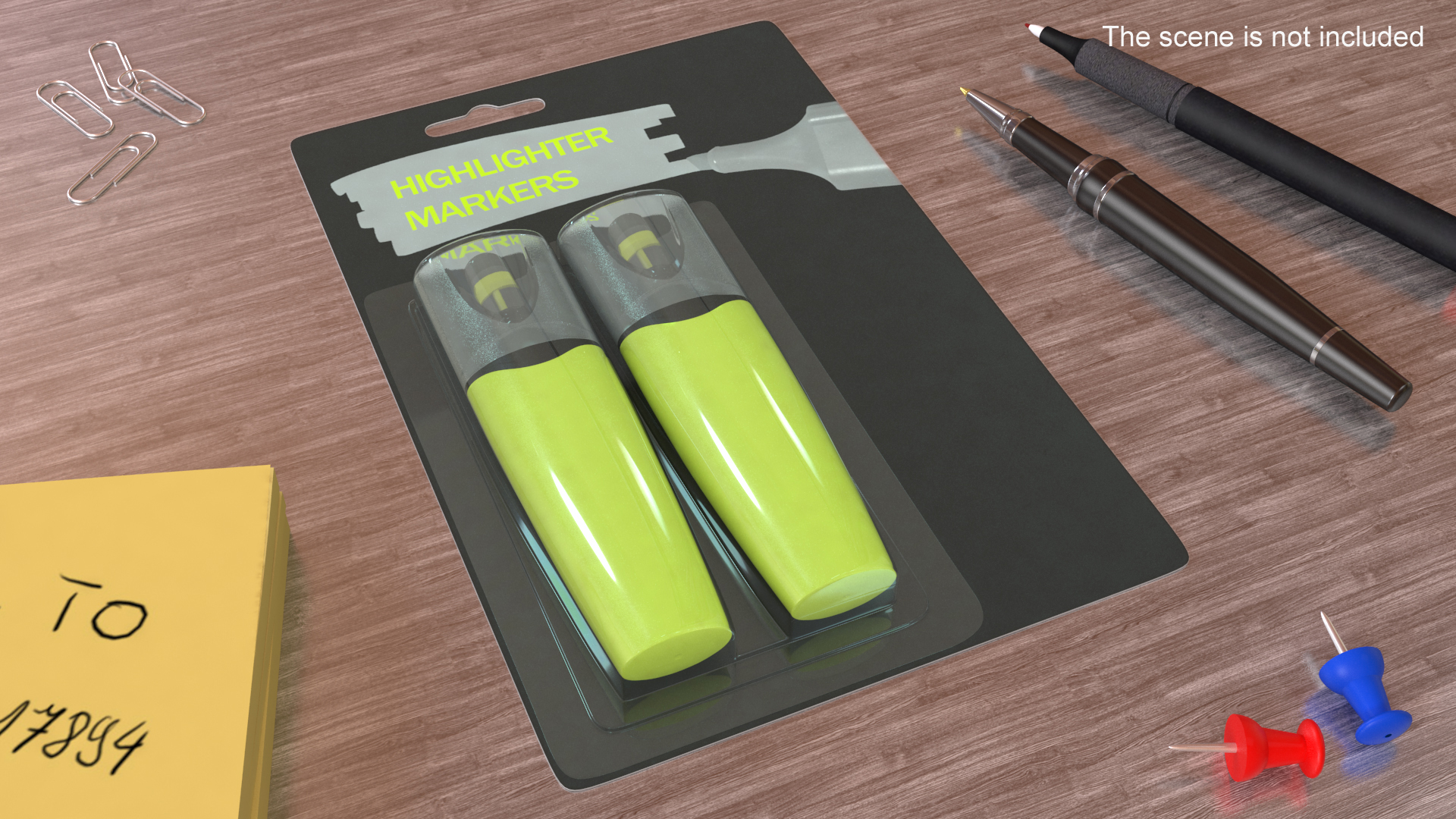 2 Highlighter Markers with Package 3D model