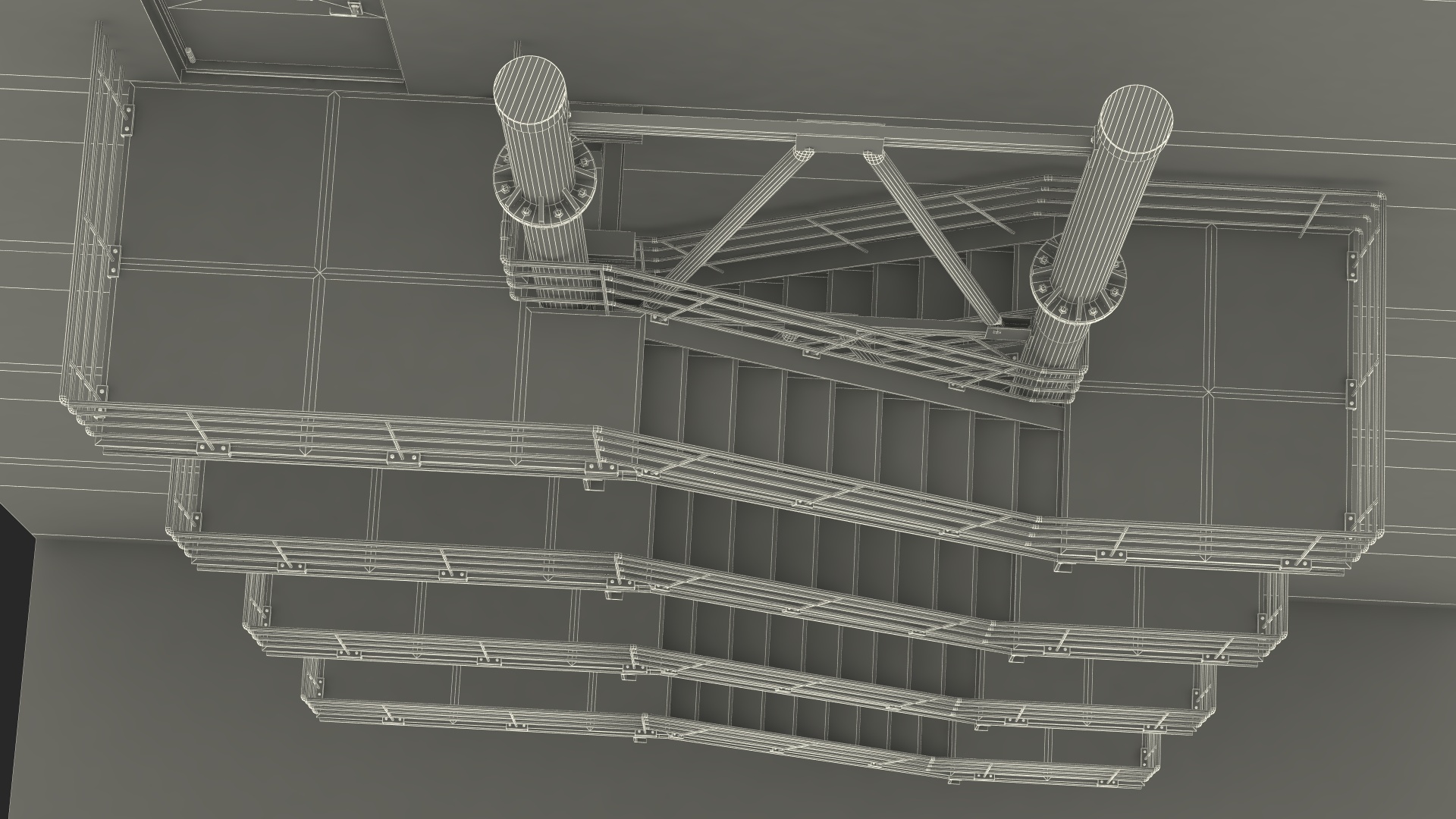 Fire Escape Black with Brick Wall of House 3D