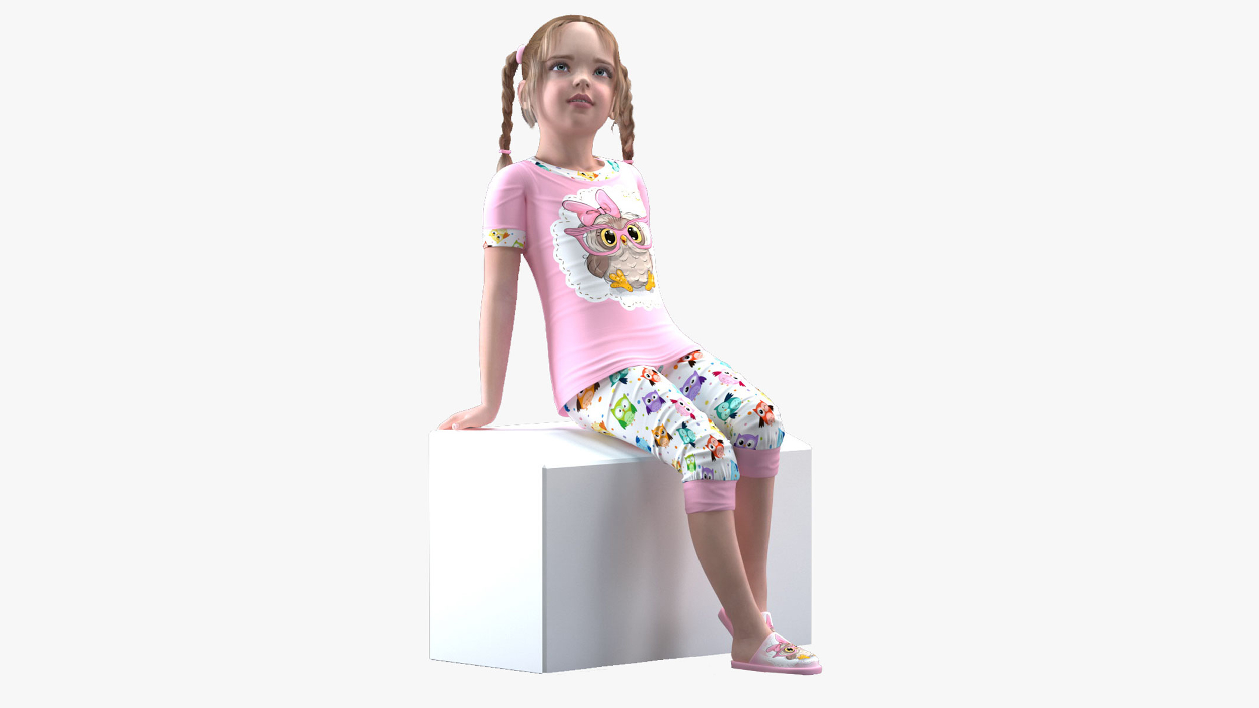 Young Girl Home Clothes Rigged for Cinema 4D 3D model