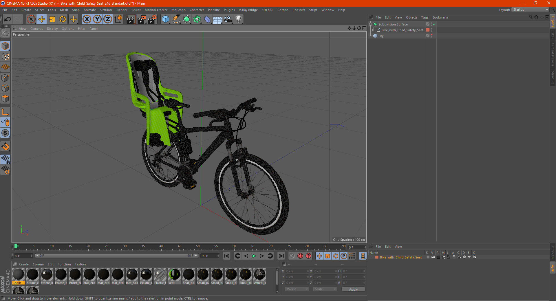 Bike with Child Safety Seat 3D