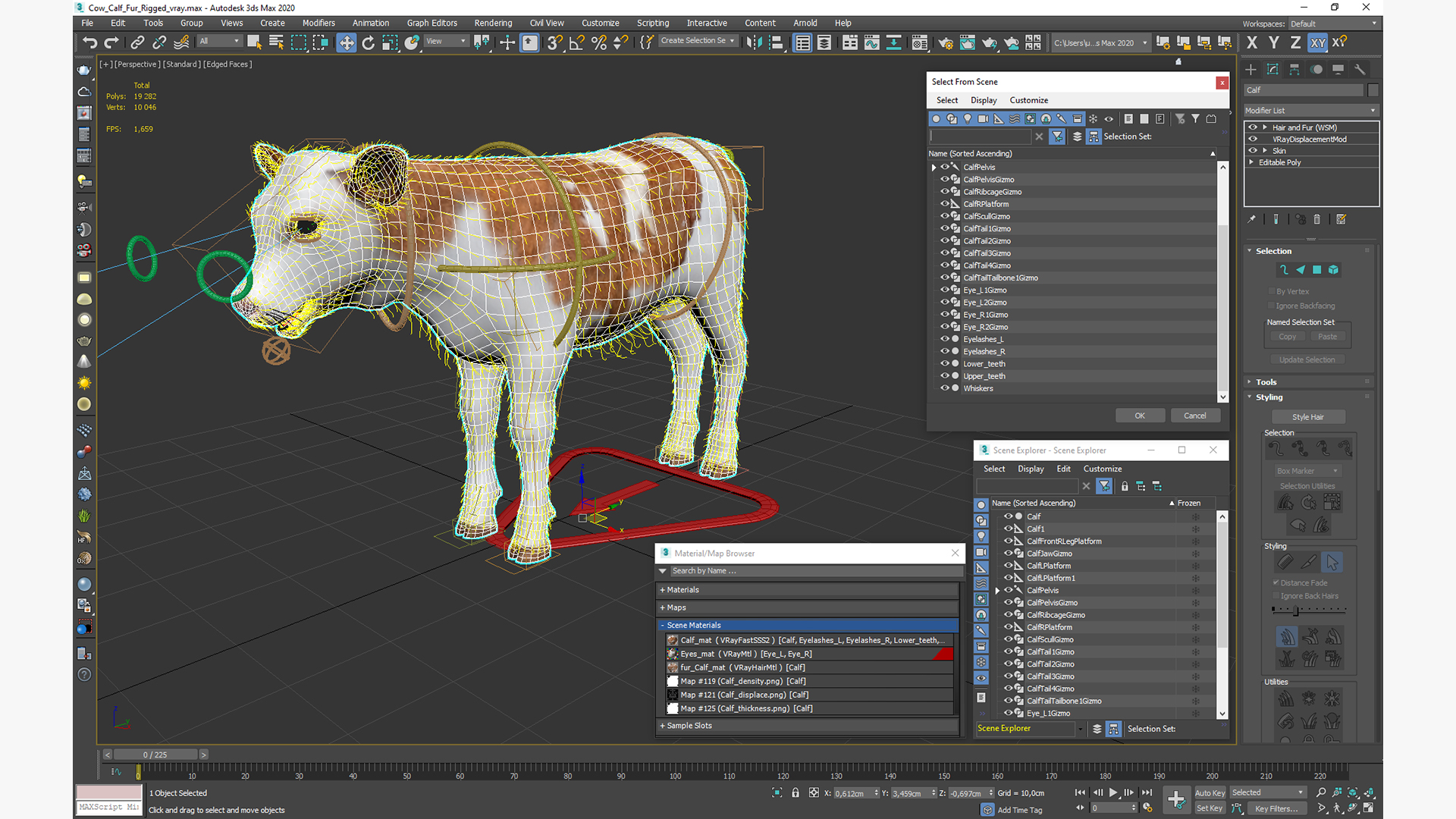 Cow Calf Fur Rigged 3D model