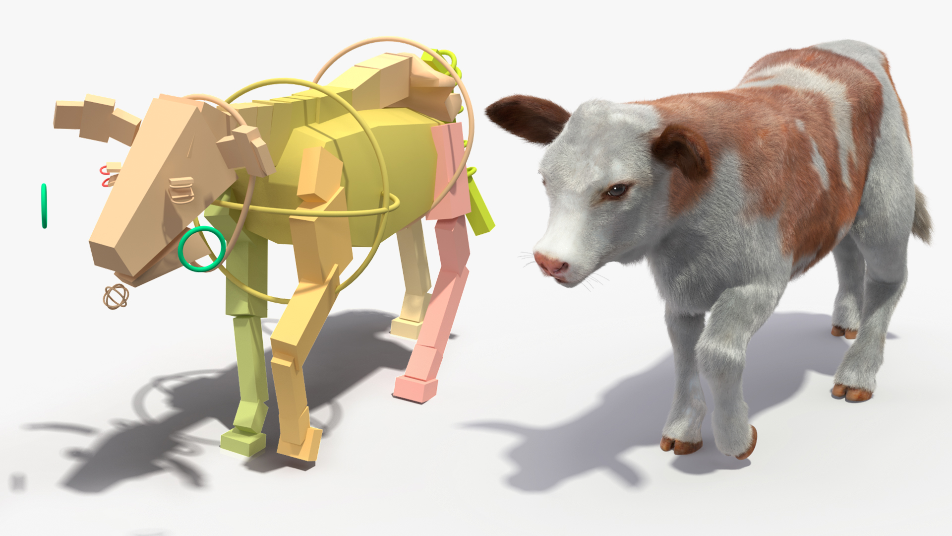 Cow Calf Fur Rigged 3D model