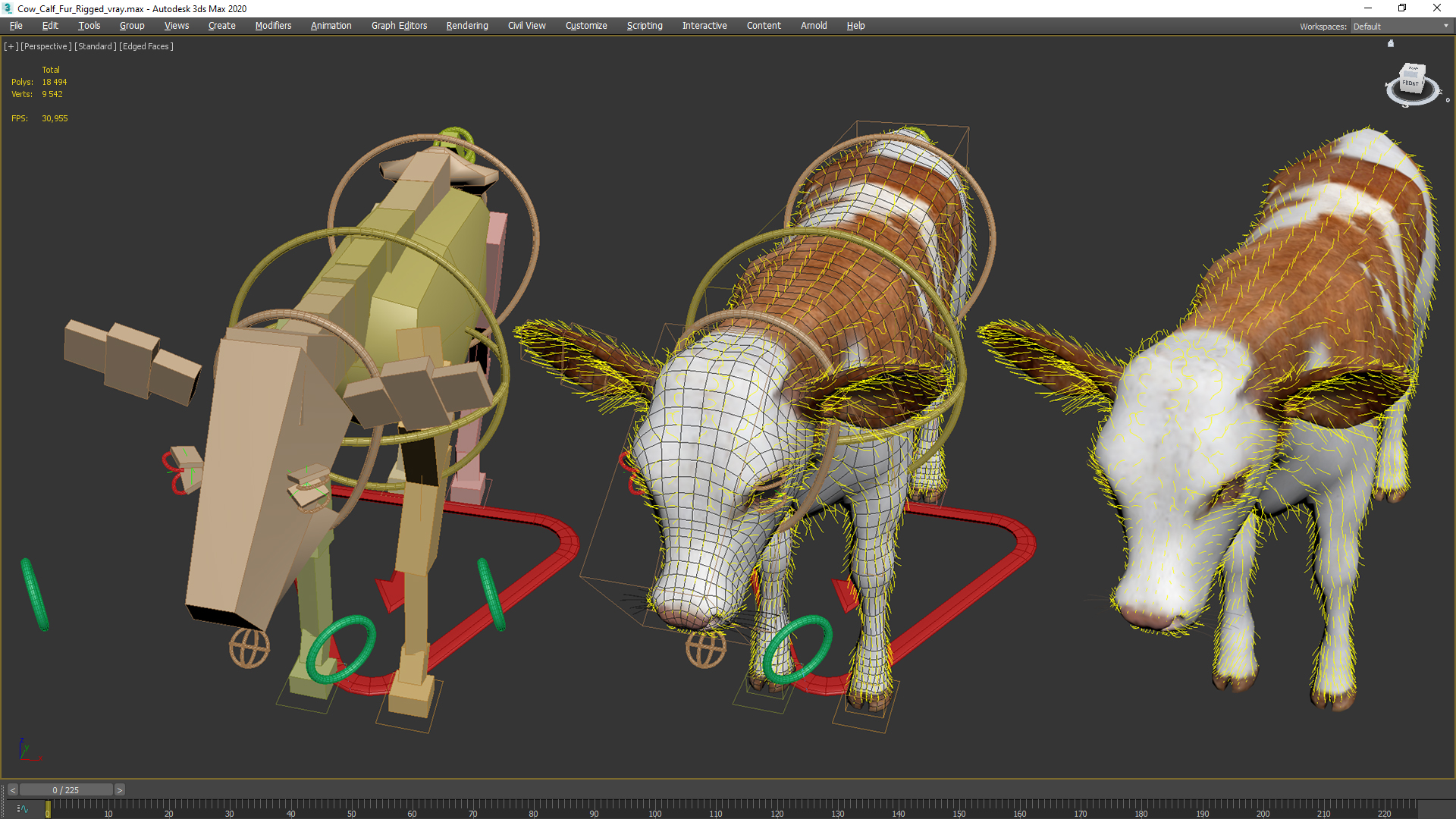 Cow Calf Fur Rigged 3D model