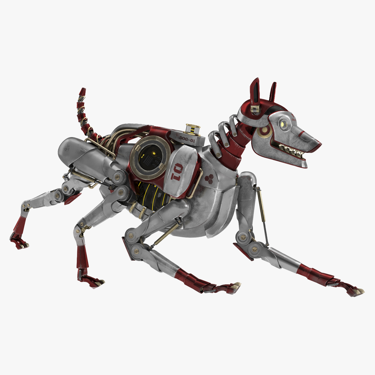 3D Futuristic Robotic Dog Concept Rigged for Maya