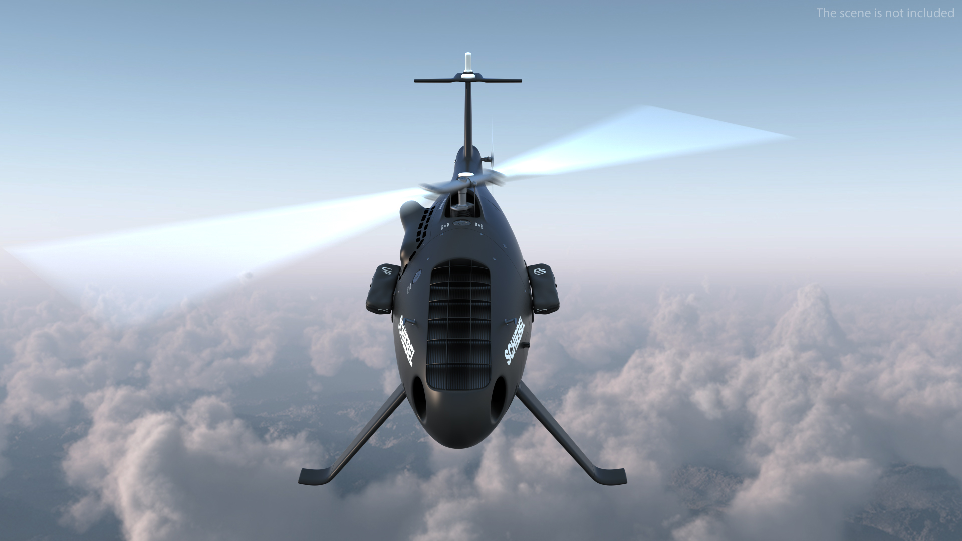 3D Schiebel Camcopter S100 UAV Rotorcraft Black Rigged