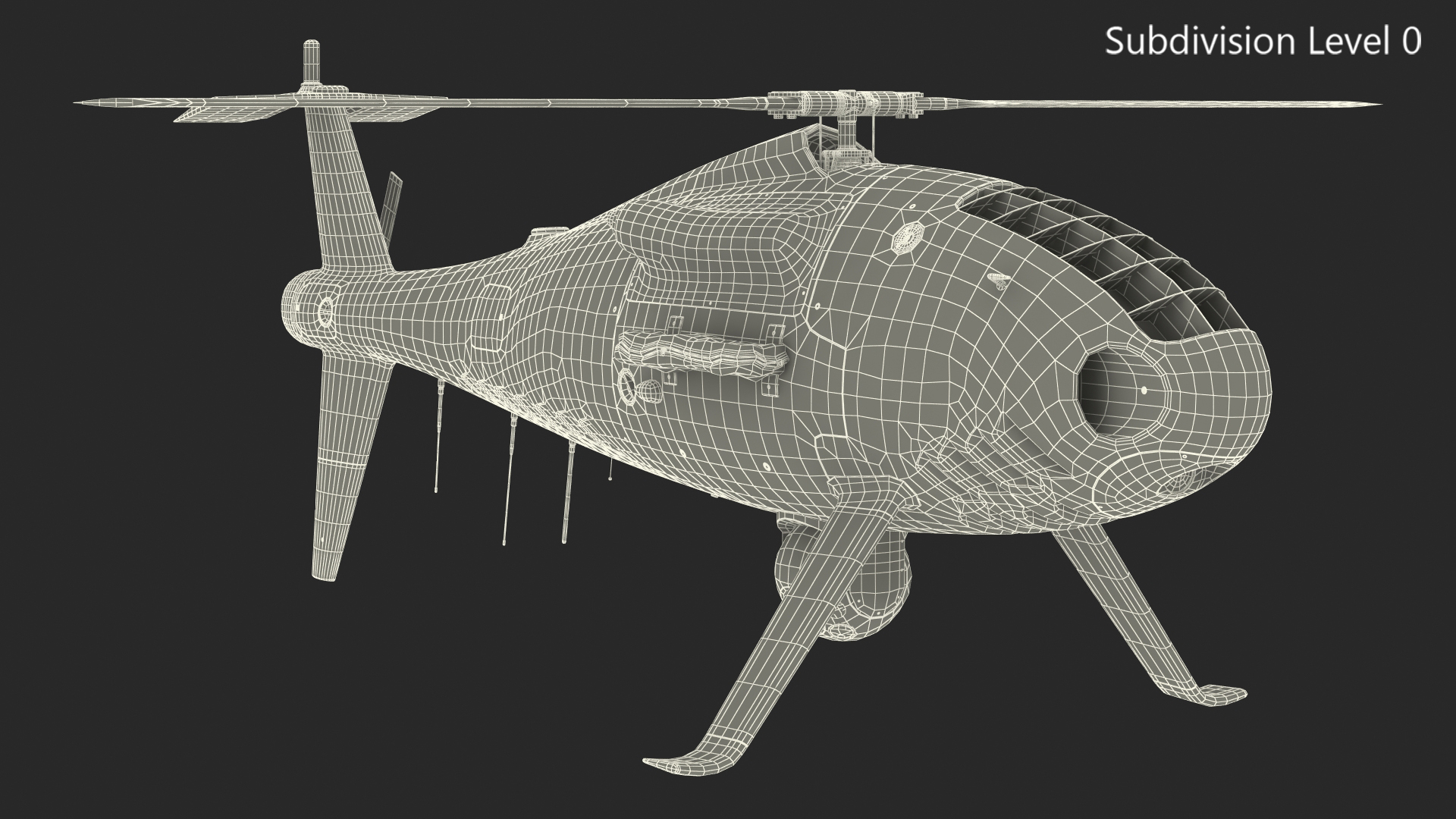 3D Schiebel Camcopter S100 UAV Rotorcraft Black Rigged