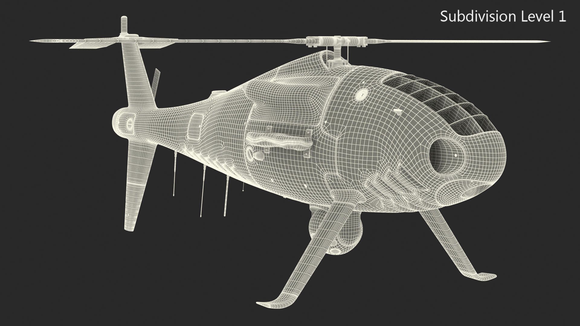 3D Schiebel Camcopter S100 UAV Rotorcraft Black Rigged