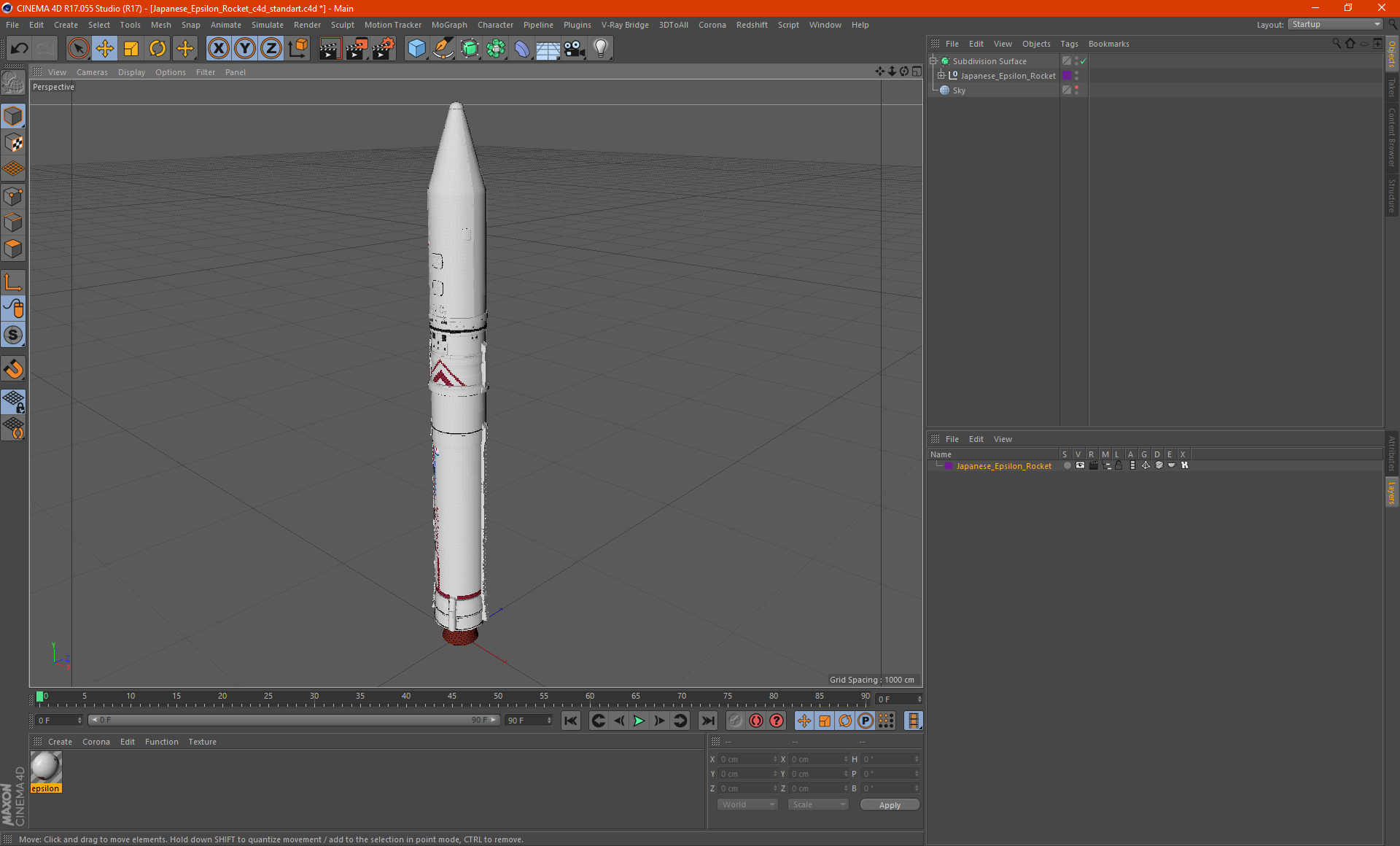 3D Japanese Epsilon Rocket model