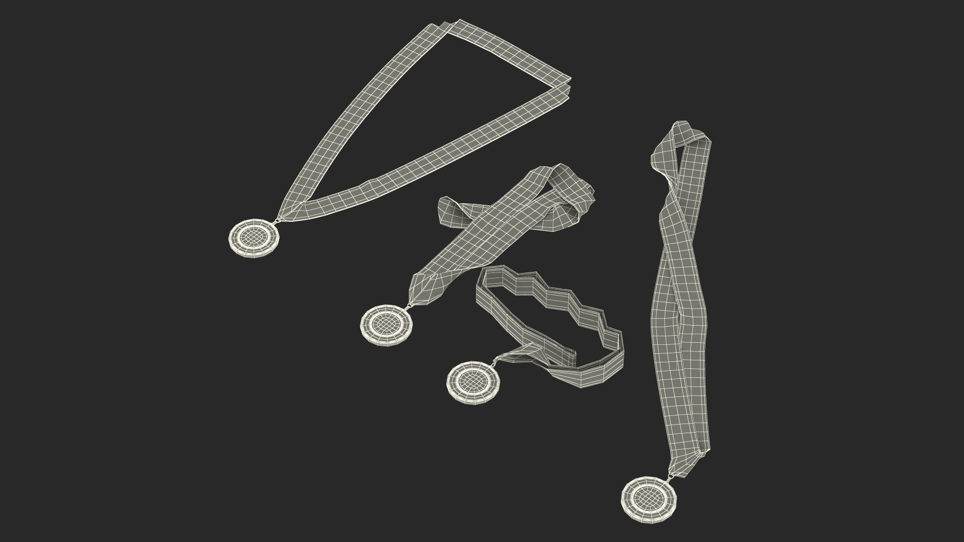 3D Award Medal Set with Ribbons model