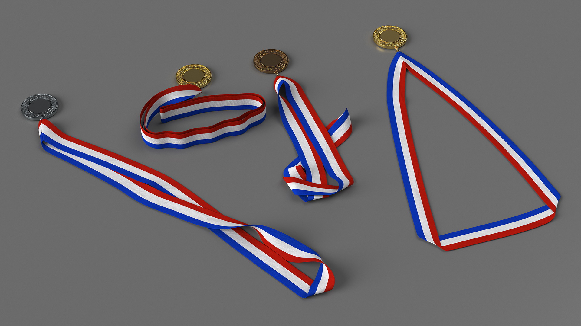 3D Award Medal Set with Ribbons model