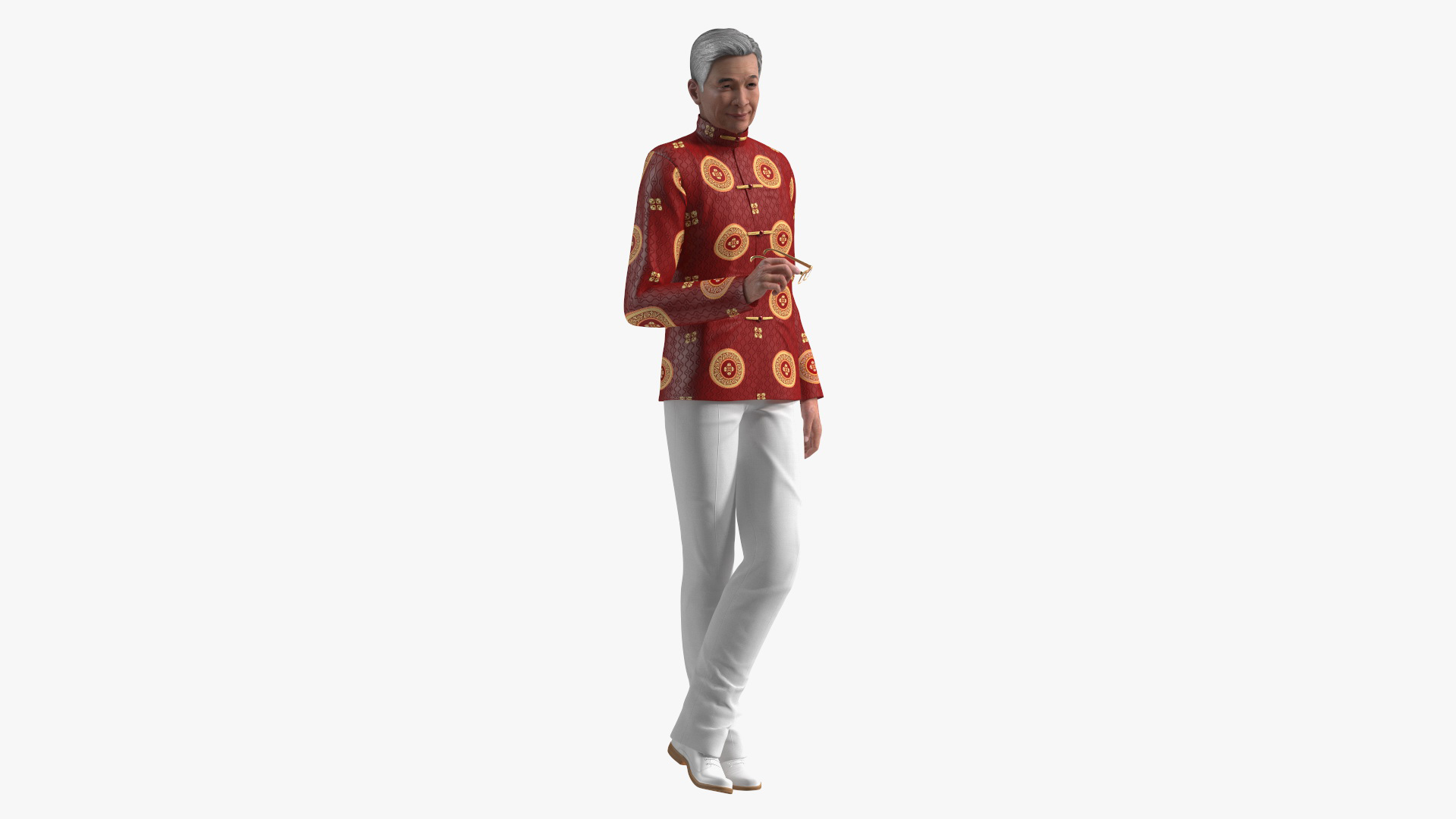 3D Chinese Elderly Man Traditional Style Rigged for Maya model