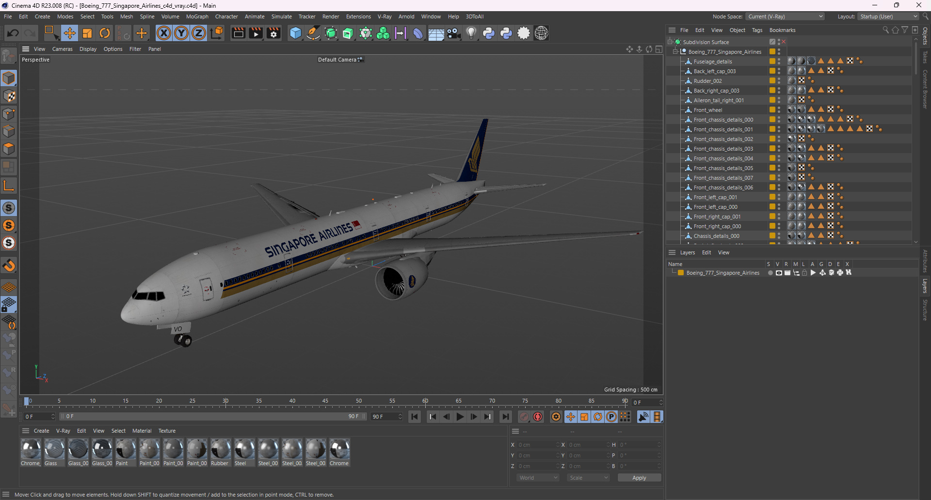 Boeing 777 Singapore Airlines 3D model