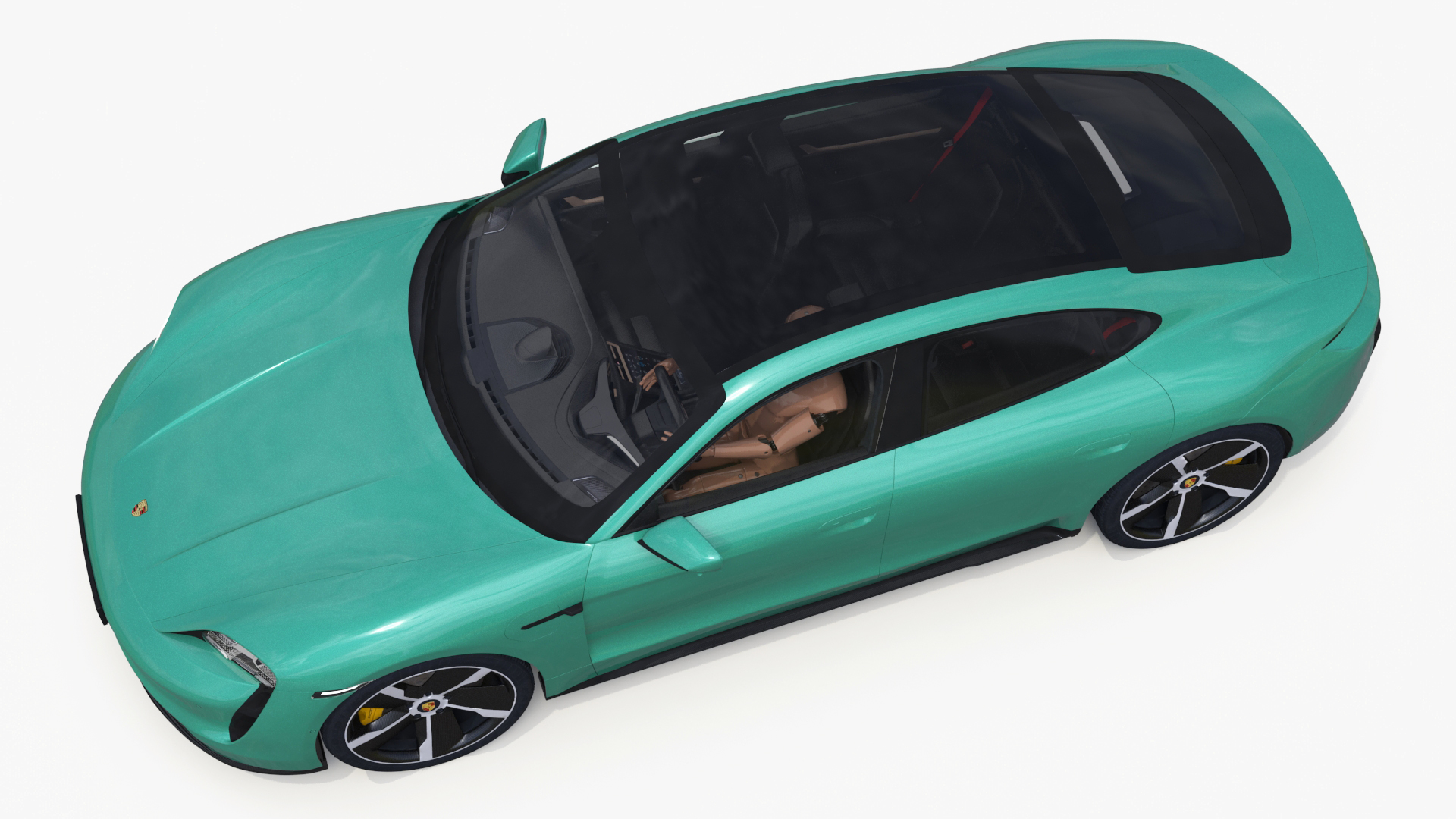 Electric Car Porsche Taycan with Crash Test Dummy 3D model
