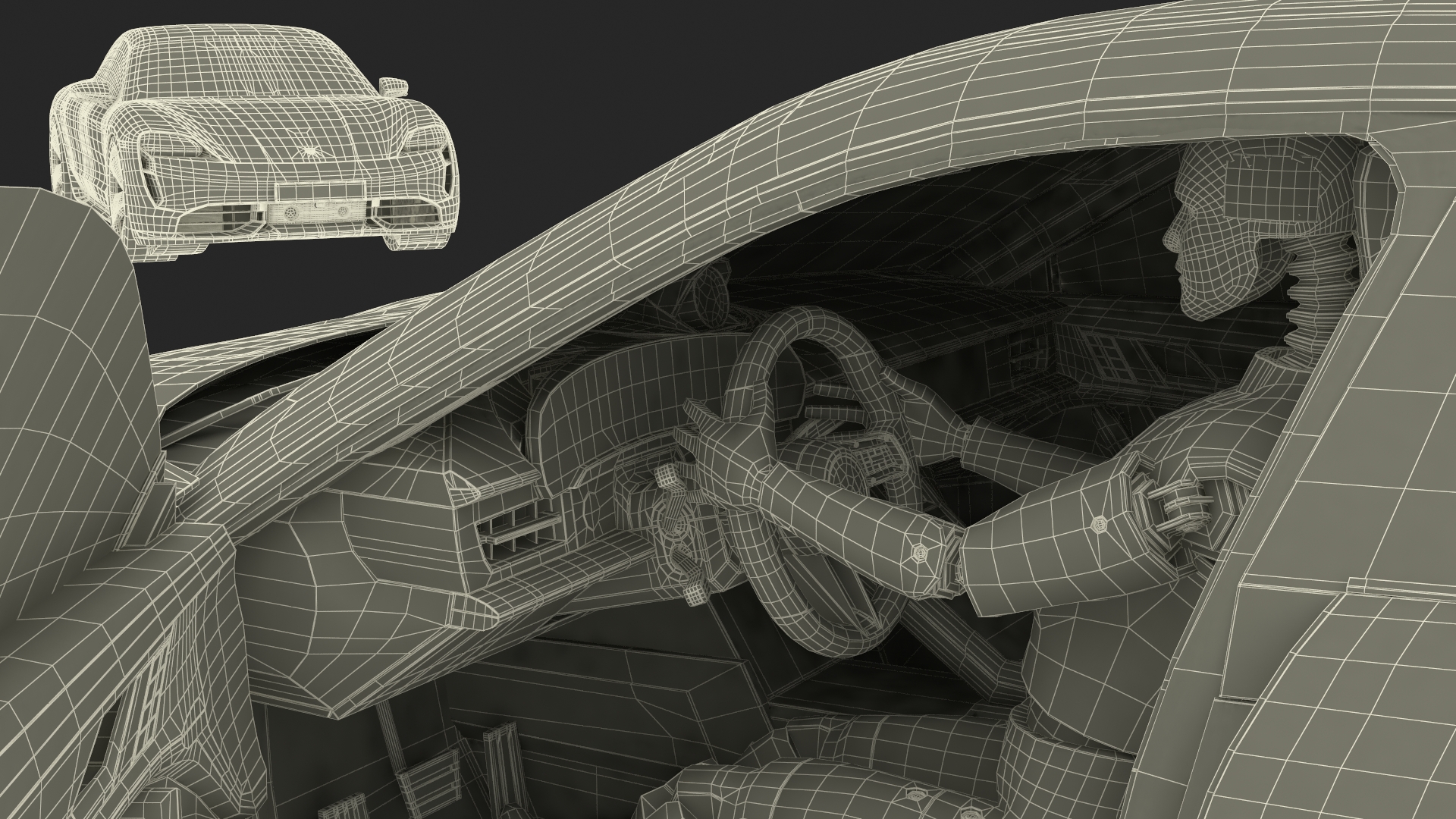 Electric Car Porsche Taycan with Crash Test Dummy 3D model