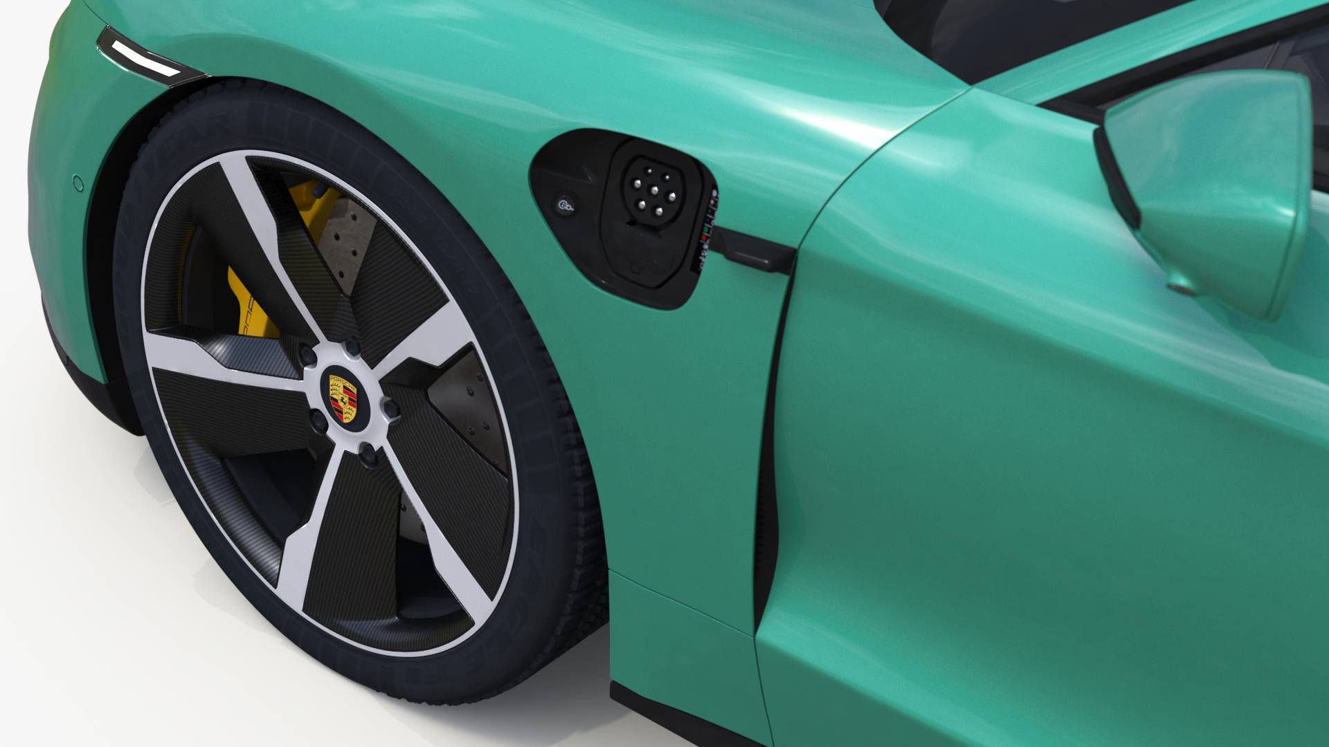 Electric Car Porsche Taycan with Crash Test Dummy 3D model