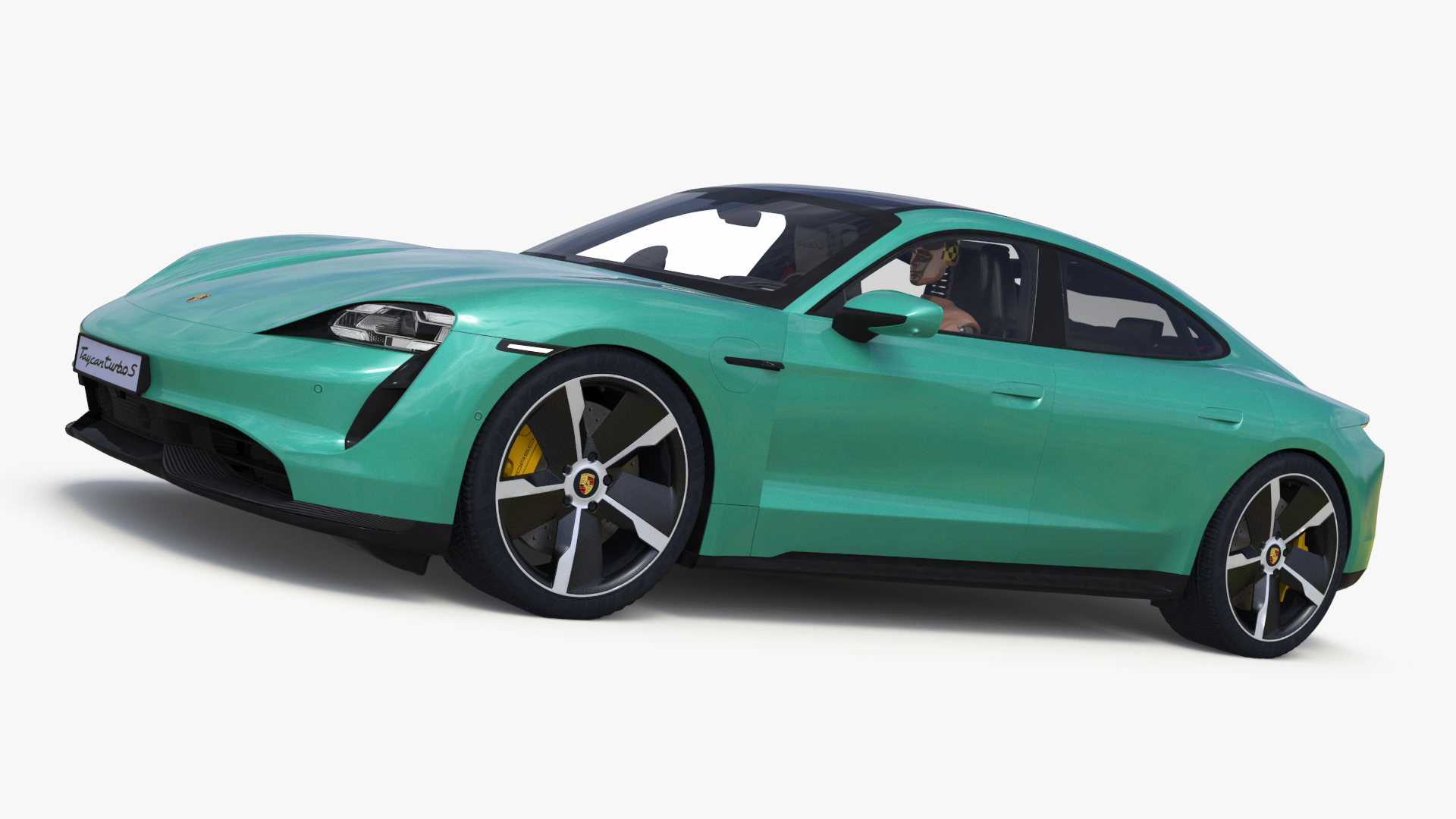 Electric Car Porsche Taycan with Crash Test Dummy 3D model