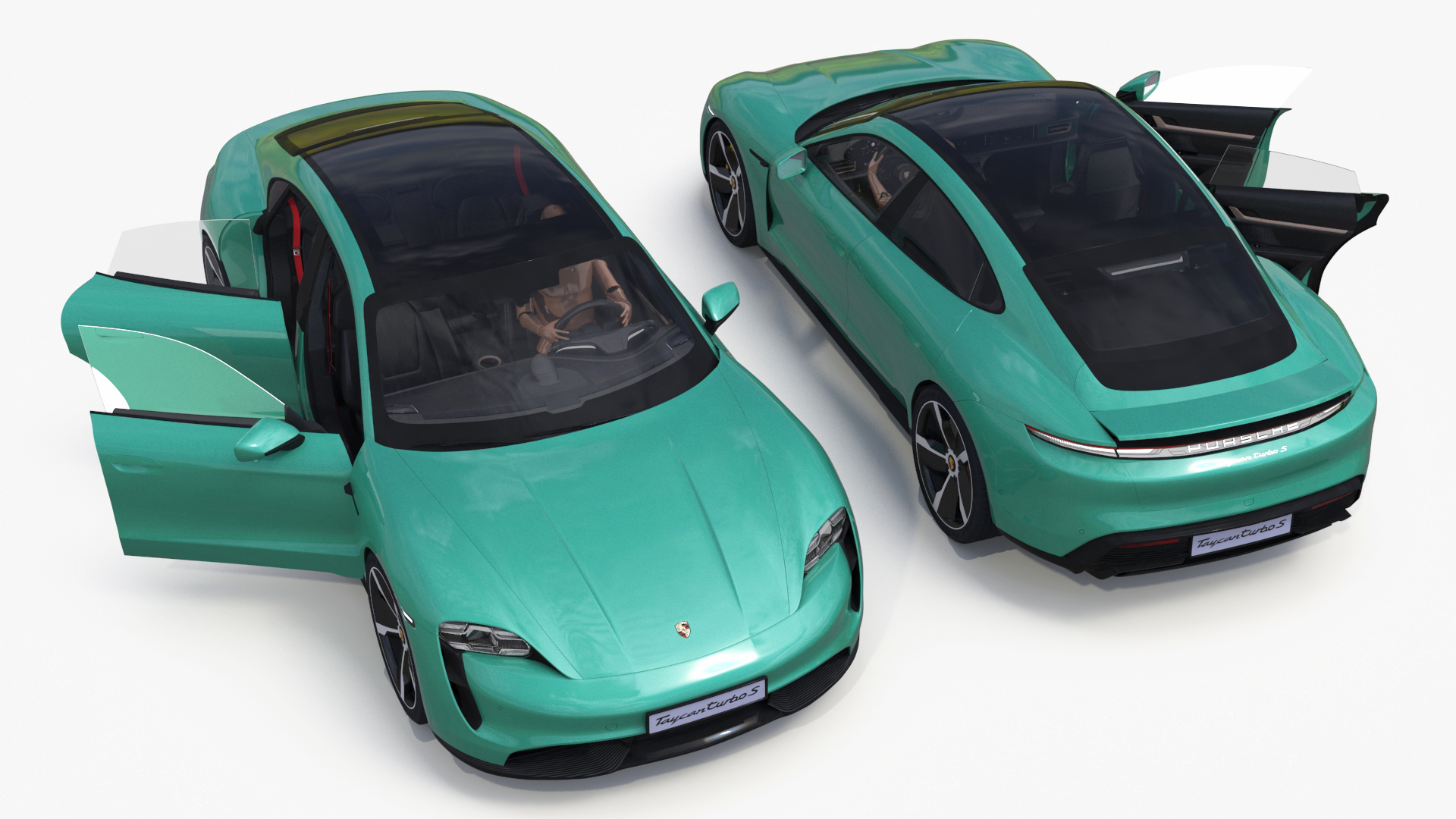 Electric Car Porsche Taycan with Crash Test Dummy 3D model