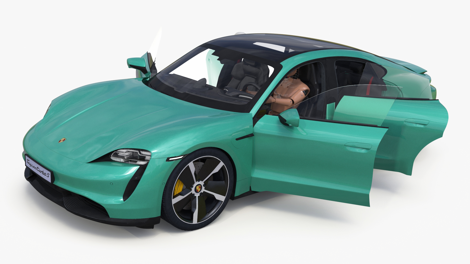 Electric Car Porsche Taycan with Crash Test Dummy 3D model