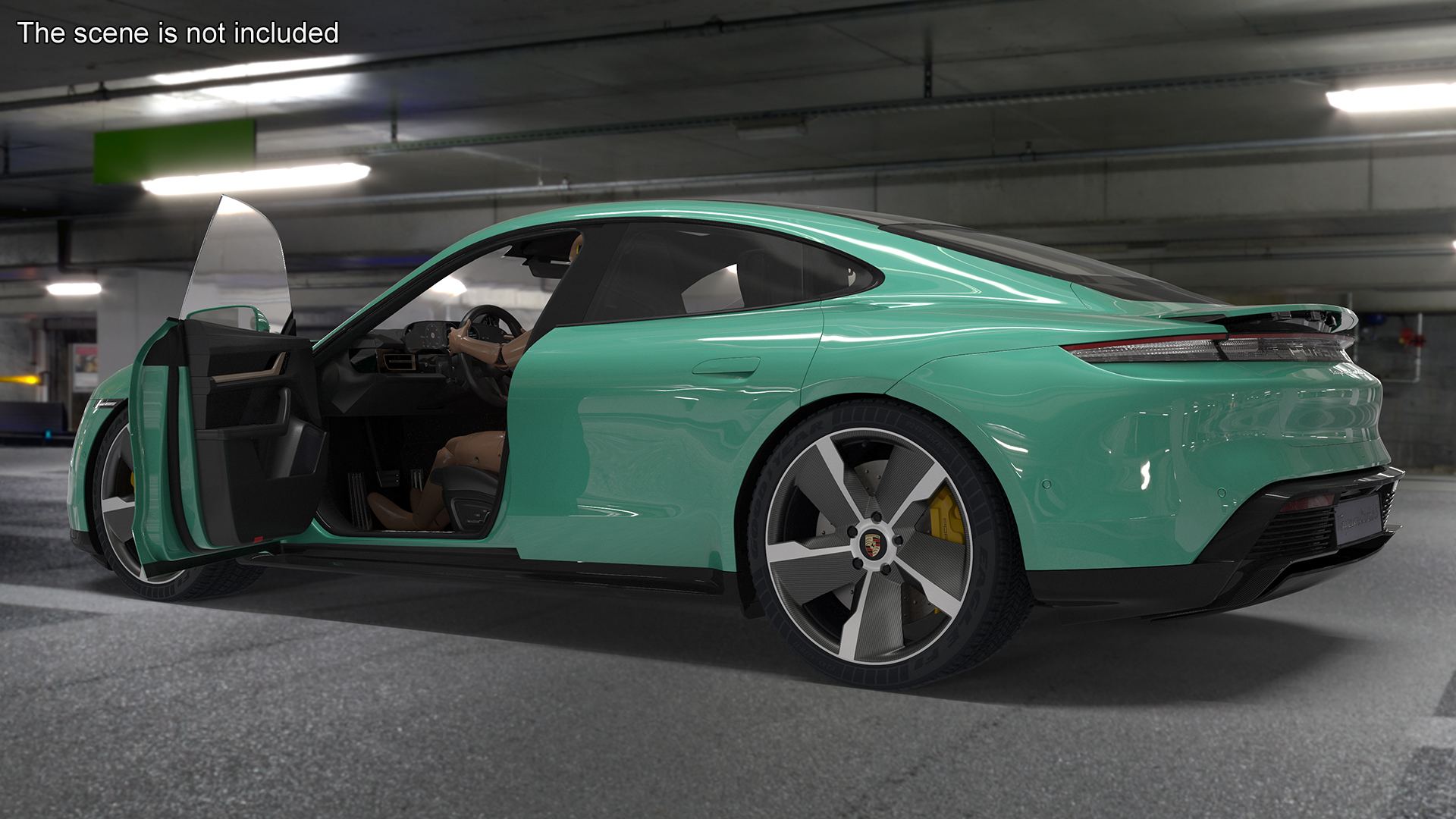 Electric Car Porsche Taycan with Crash Test Dummy 3D model
