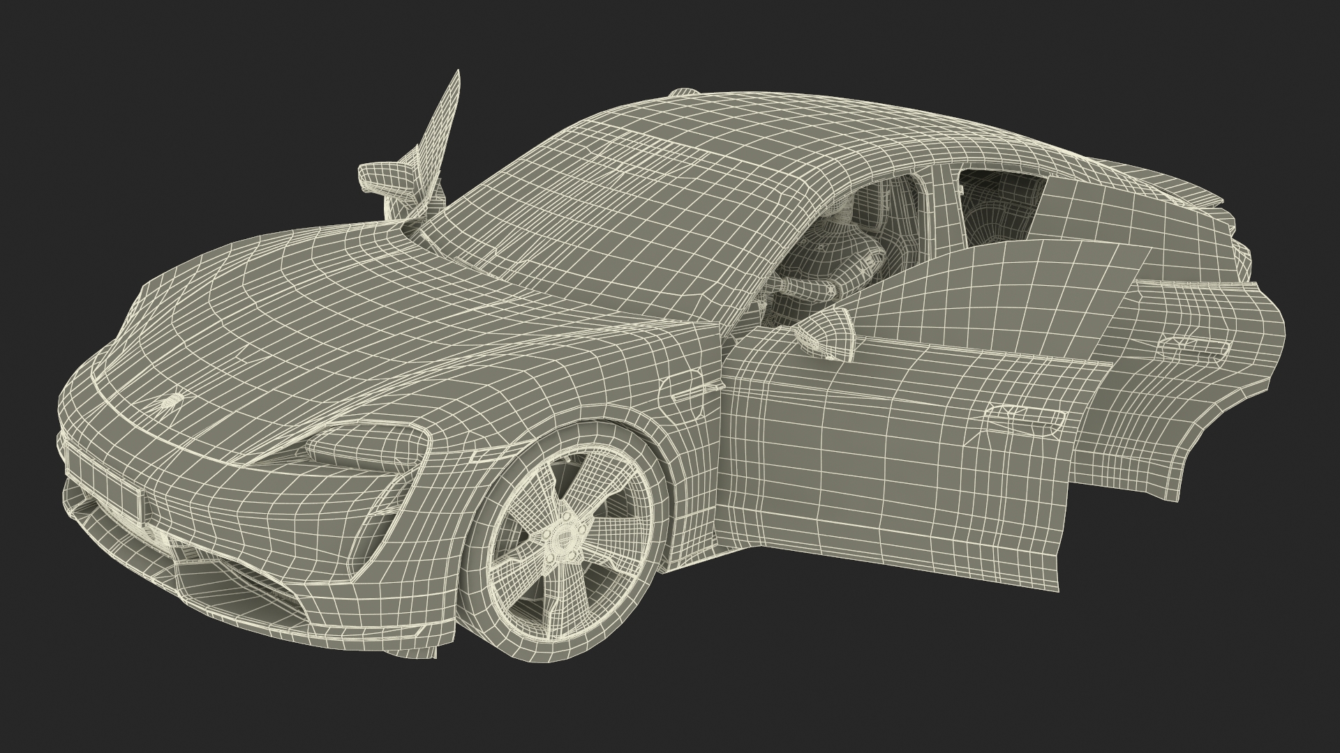 Electric Car Porsche Taycan with Crash Test Dummy 3D model