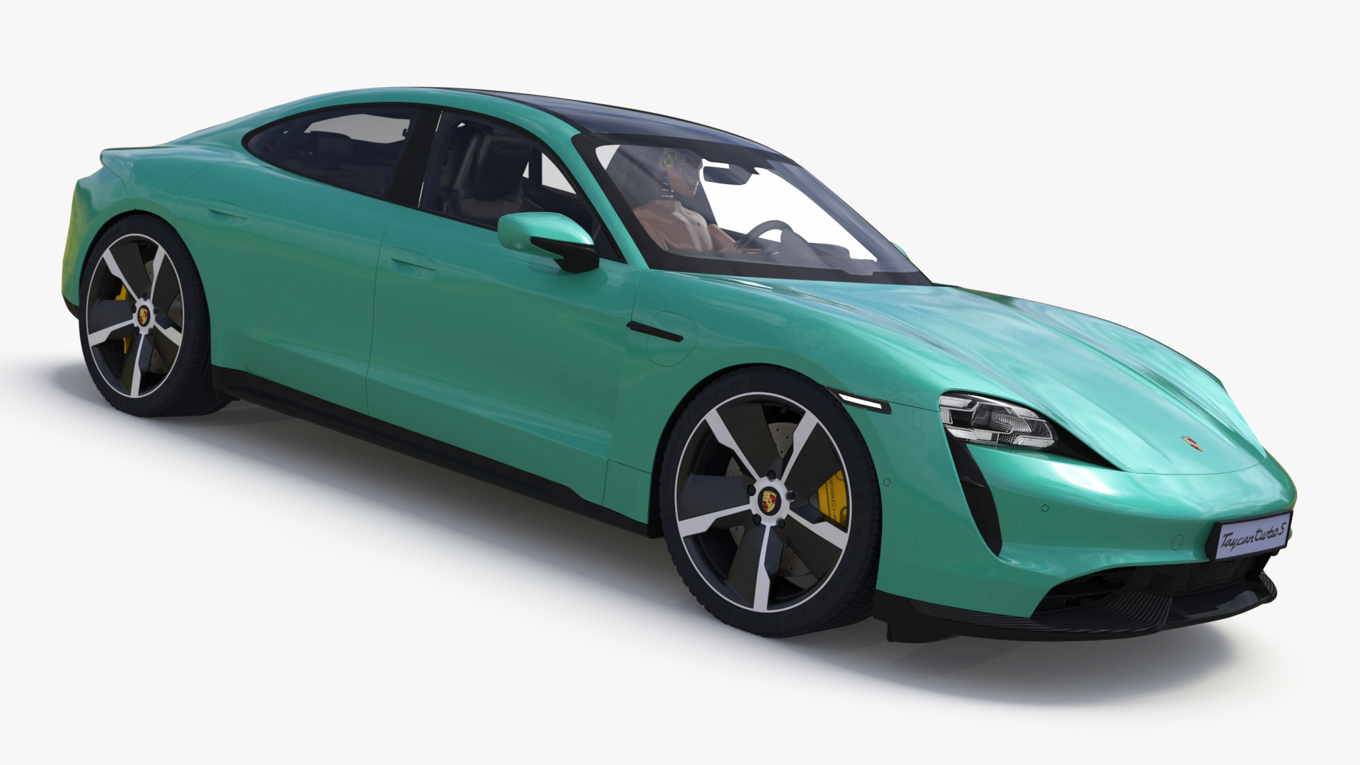 Electric Car Porsche Taycan with Crash Test Dummy 3D model
