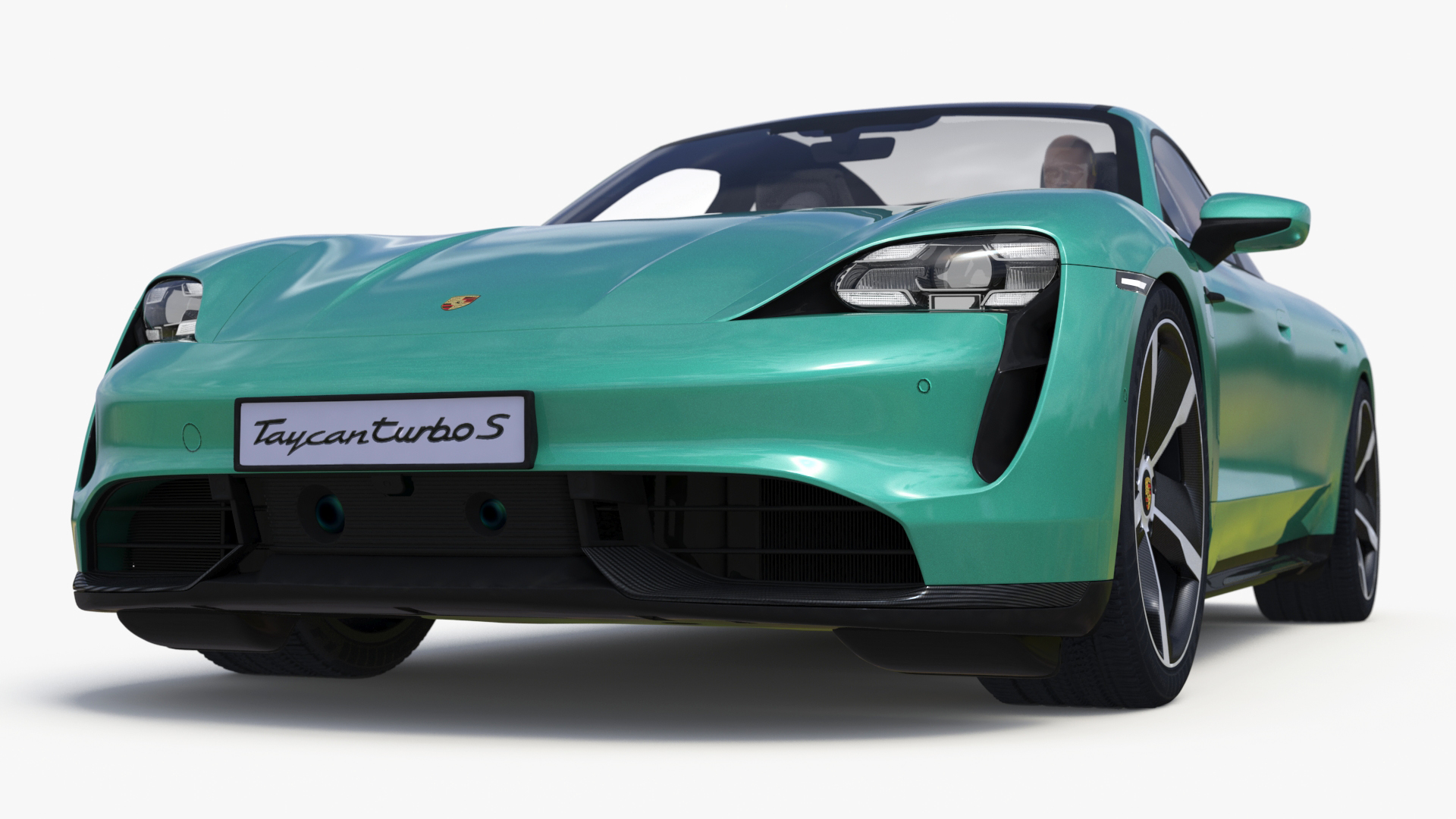 Electric Car Porsche Taycan with Crash Test Dummy 3D model