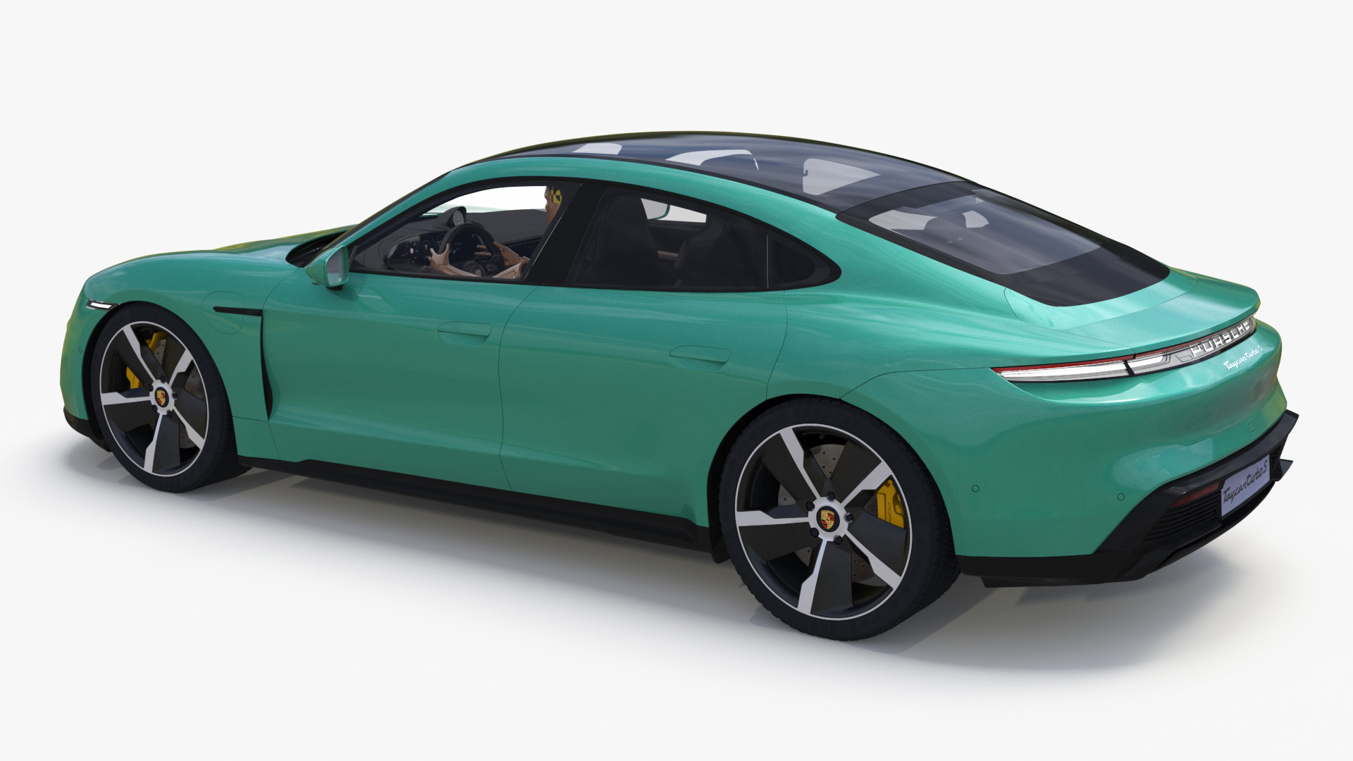 Electric Car Porsche Taycan with Crash Test Dummy 3D model