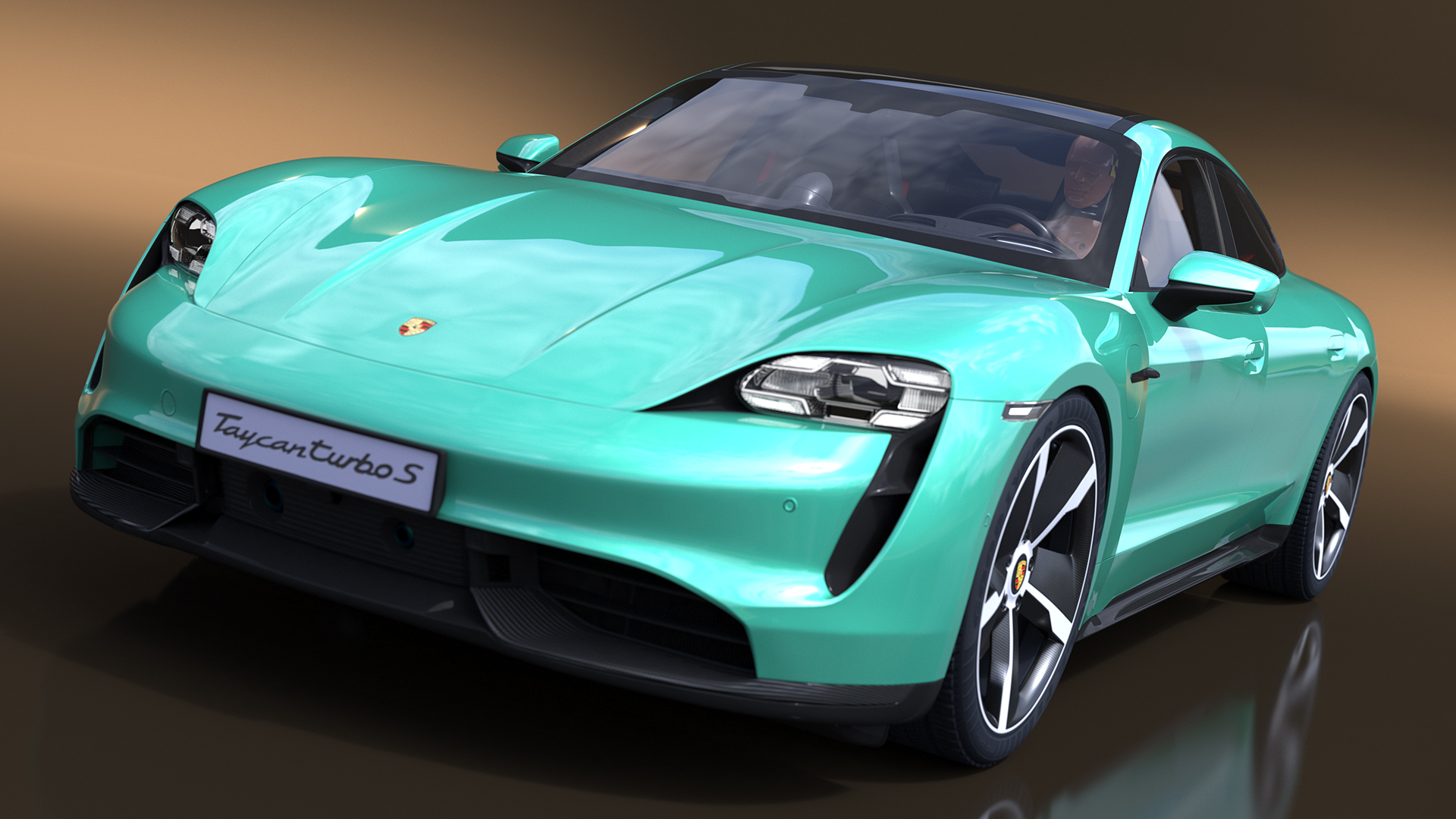 Electric Car Porsche Taycan with Crash Test Dummy 3D model