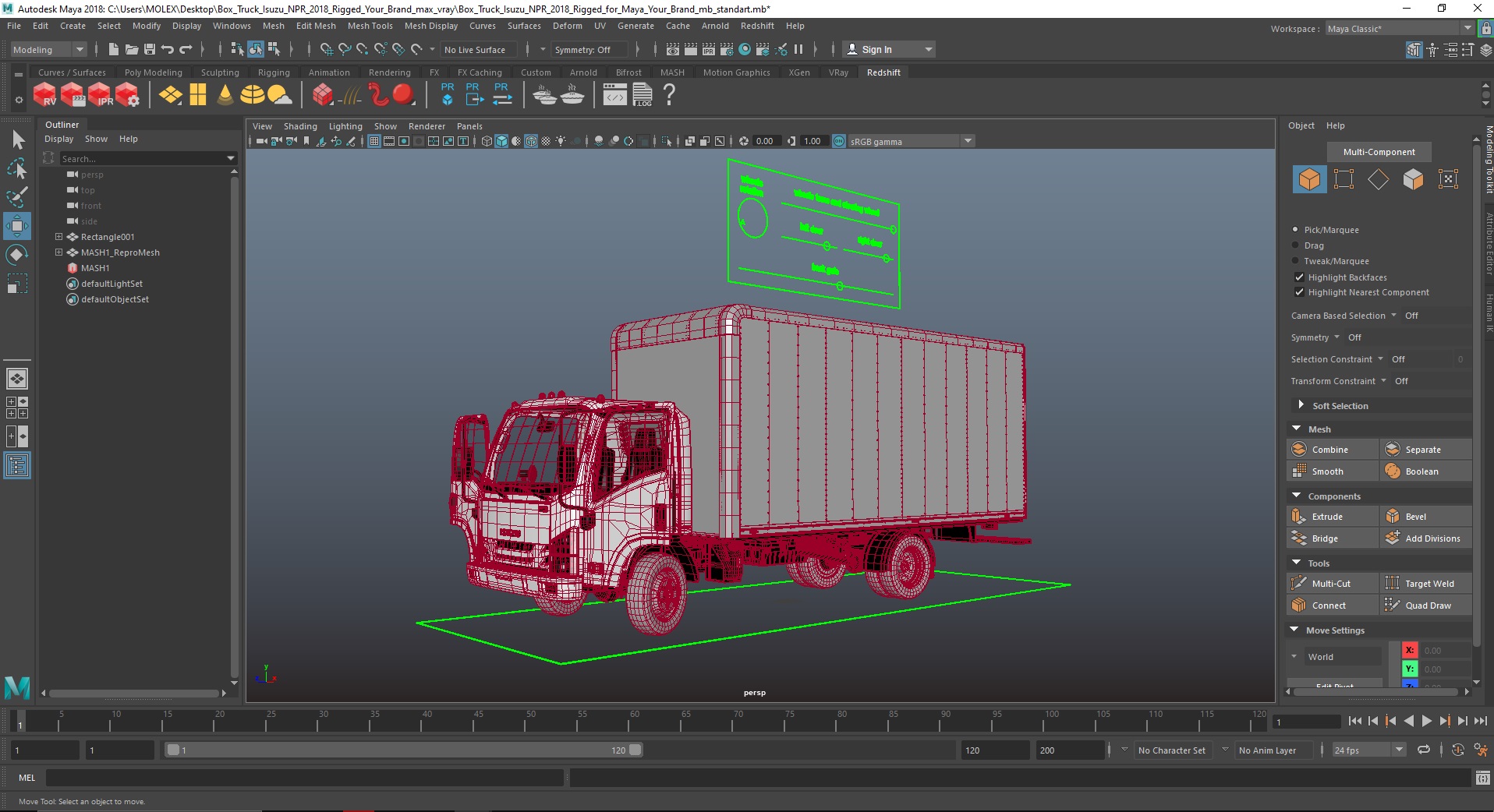 3D Box Truck Isuzu NPR 2018 Rigged Your Brand for Maya