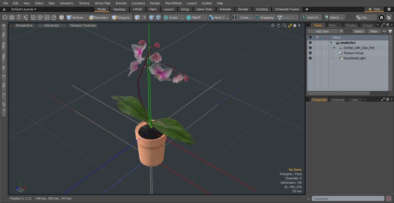 3D model Orchid with Clay Pot