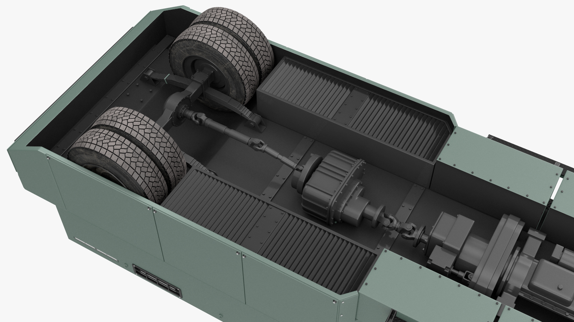 3D Armored Water Cannon Truck Green Simple Interior model