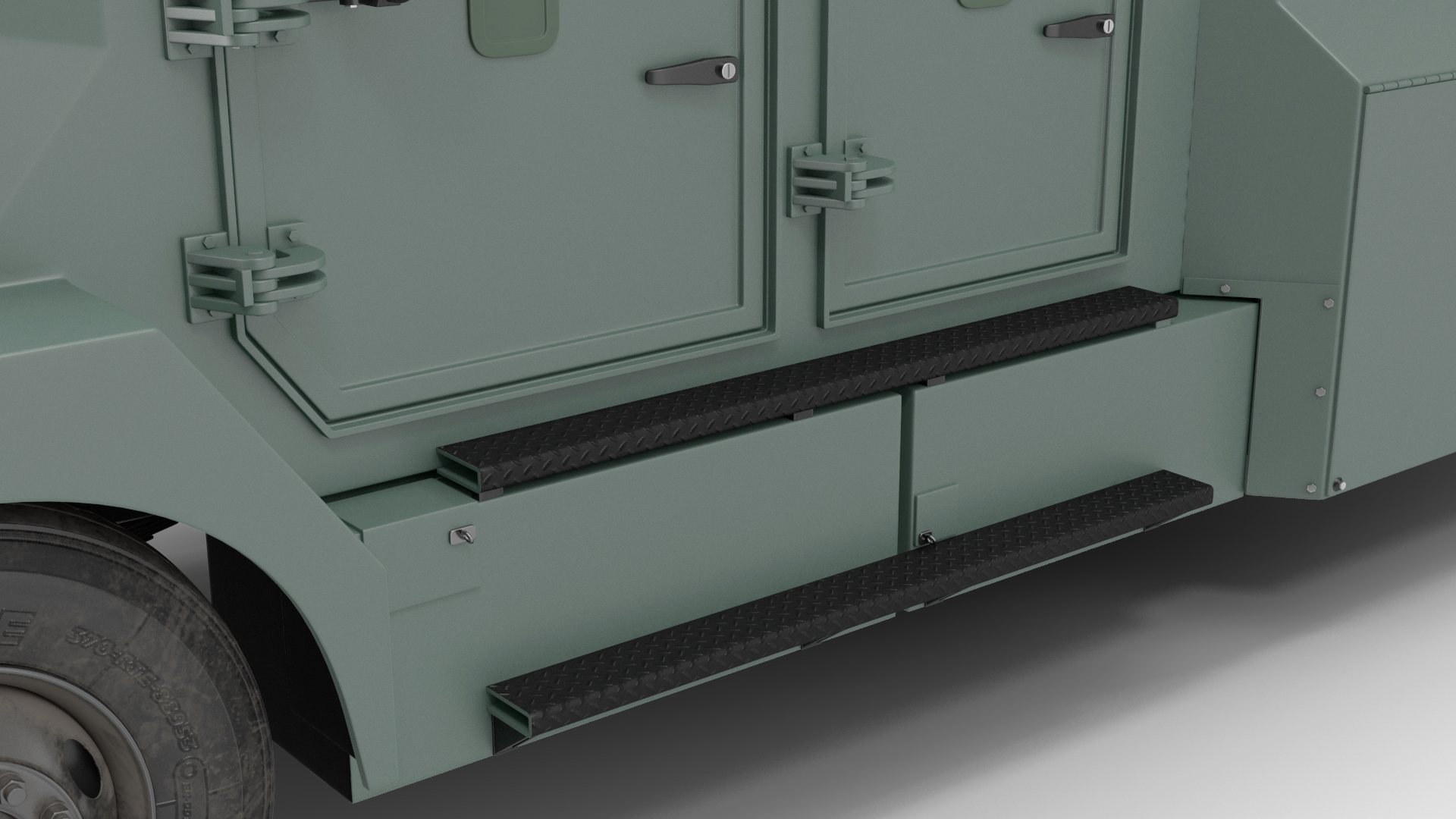 3D Armored Water Cannon Truck Green Simple Interior model