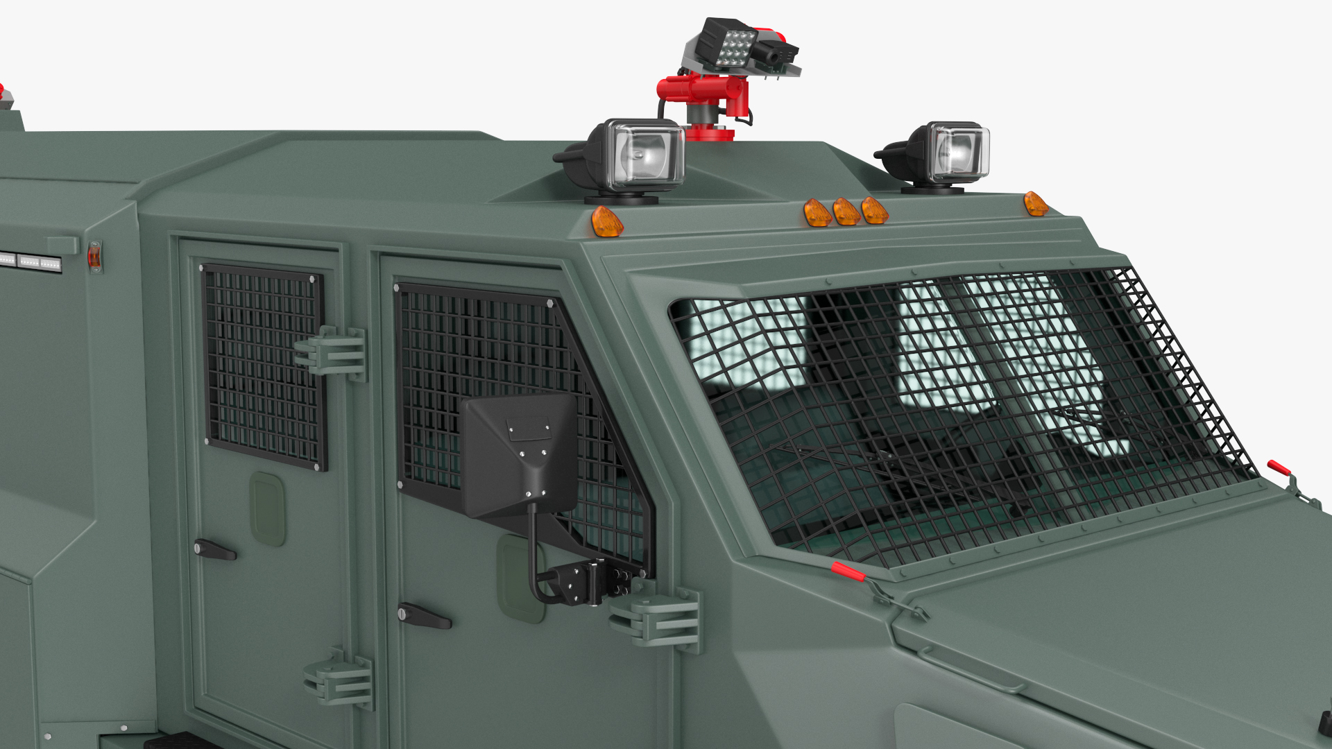 3D Armored Water Cannon Truck Green Simple Interior model