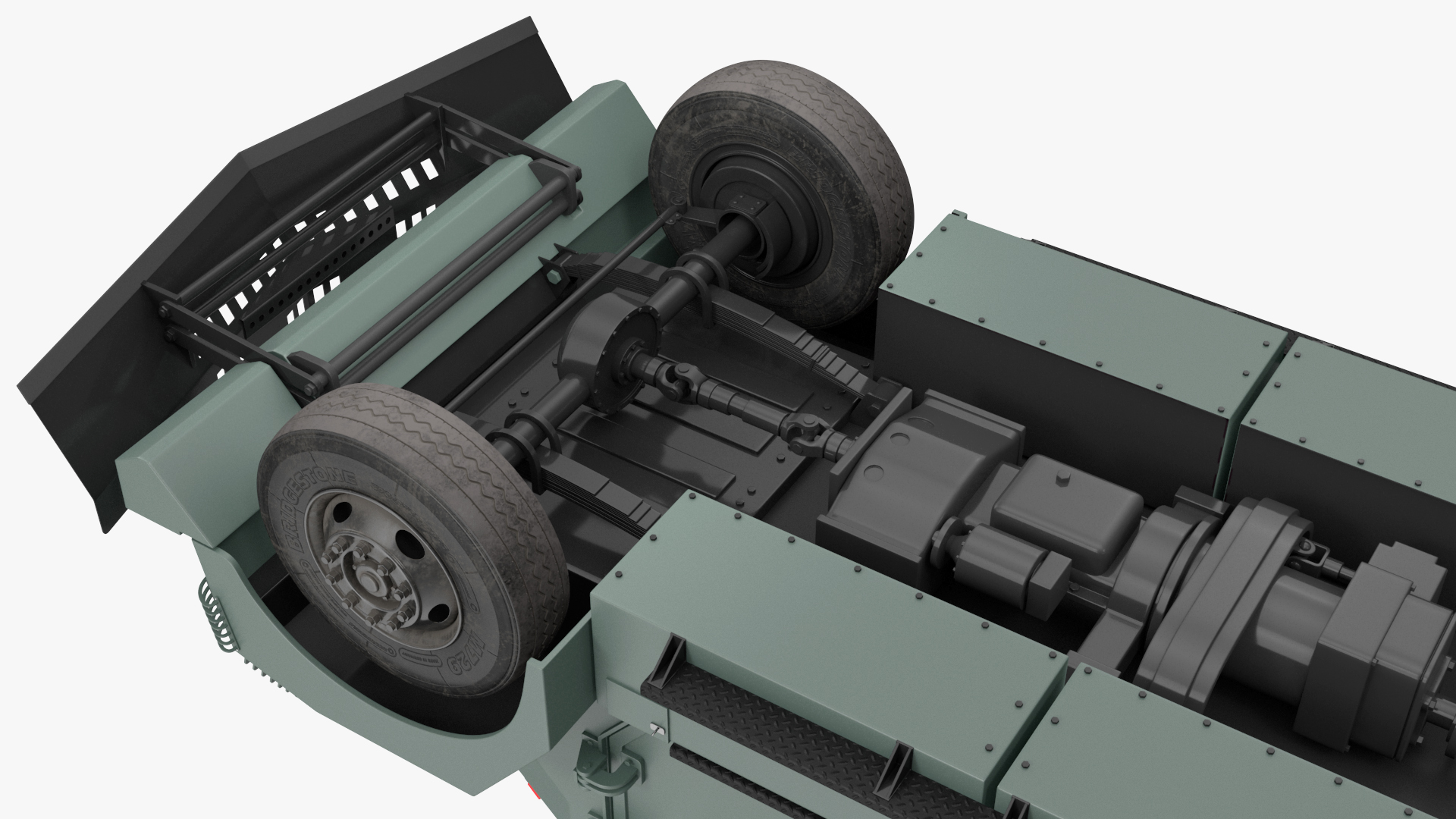 3D Armored Water Cannon Truck Green Simple Interior model