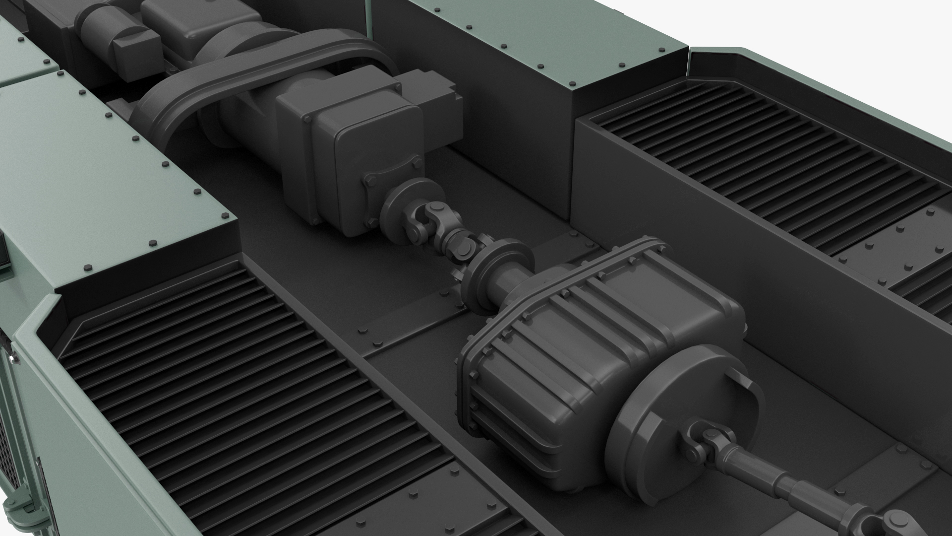 3D Armored Water Cannon Truck Green Simple Interior model
