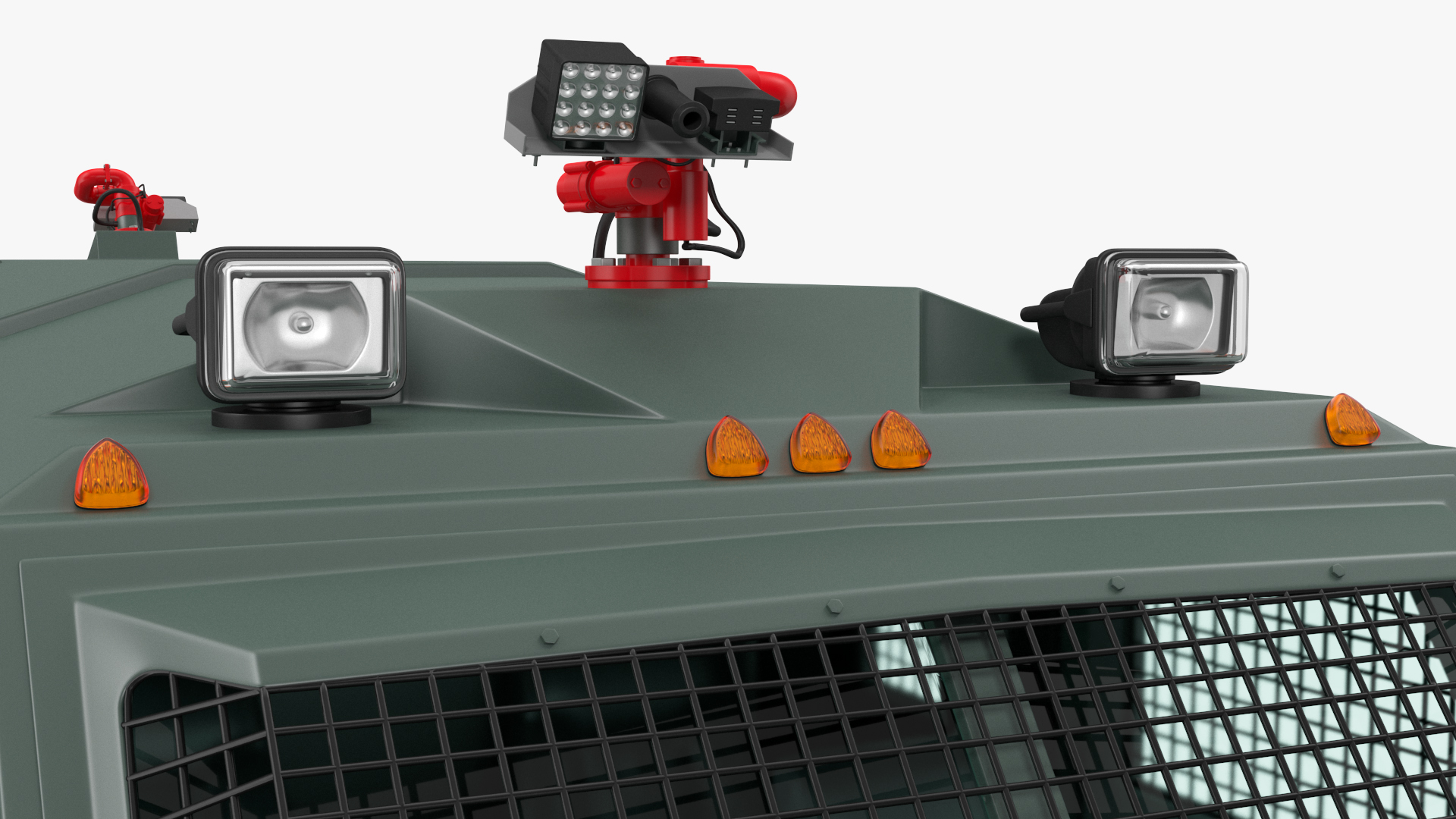 3D Armored Water Cannon Truck Green Simple Interior model
