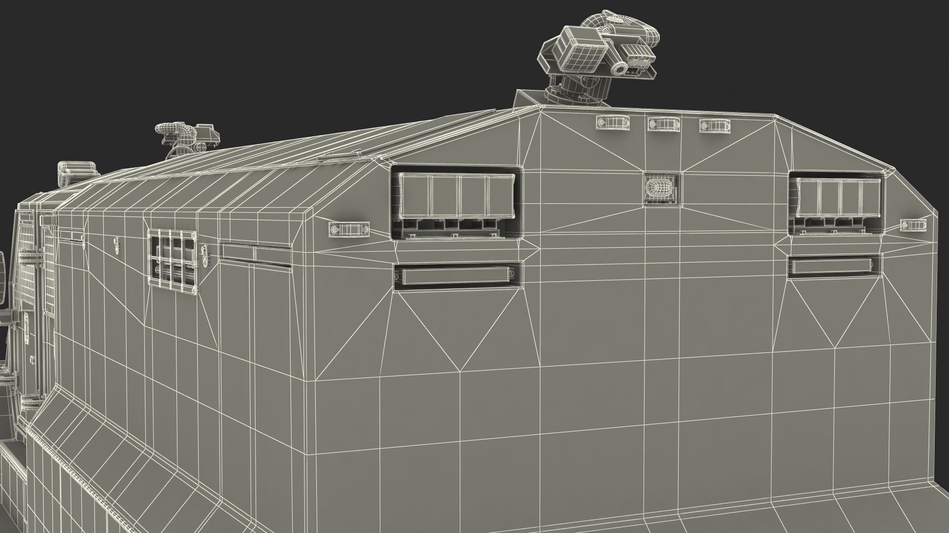 3D Armored Water Cannon Truck Green Simple Interior model