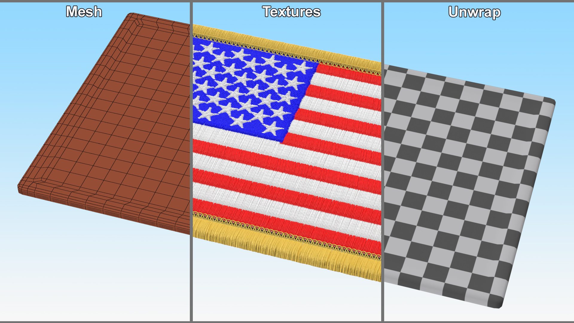 USA Flag Patch 3D model
