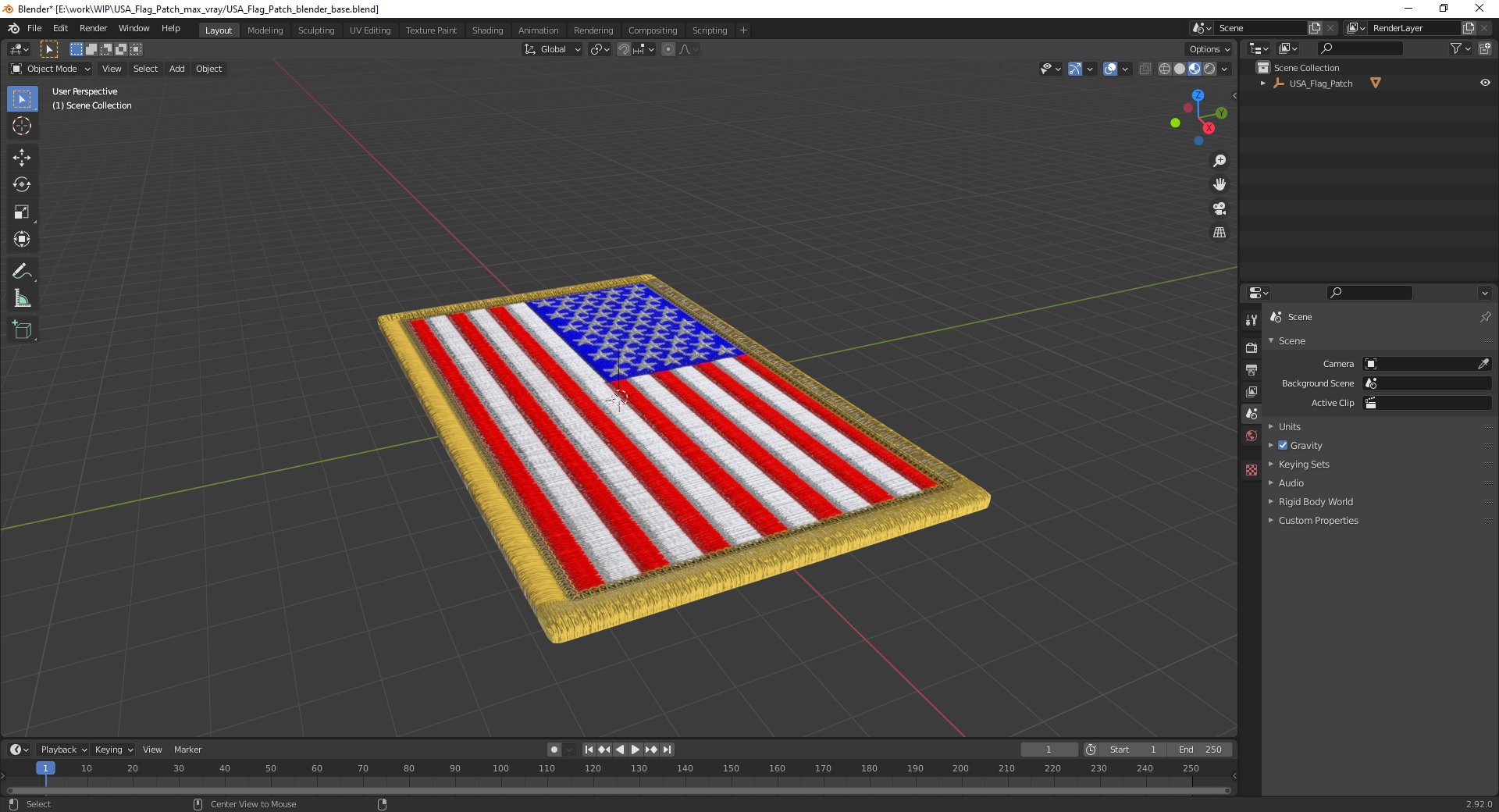 USA Flag Patch 3D model