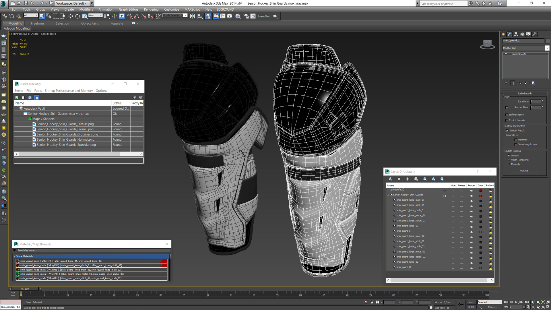 3D model Senior Hockey Shin Guards