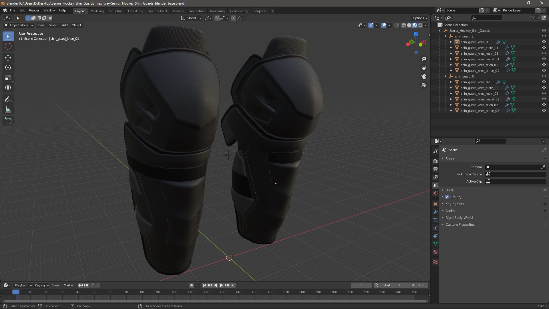 3D model Senior Hockey Shin Guards