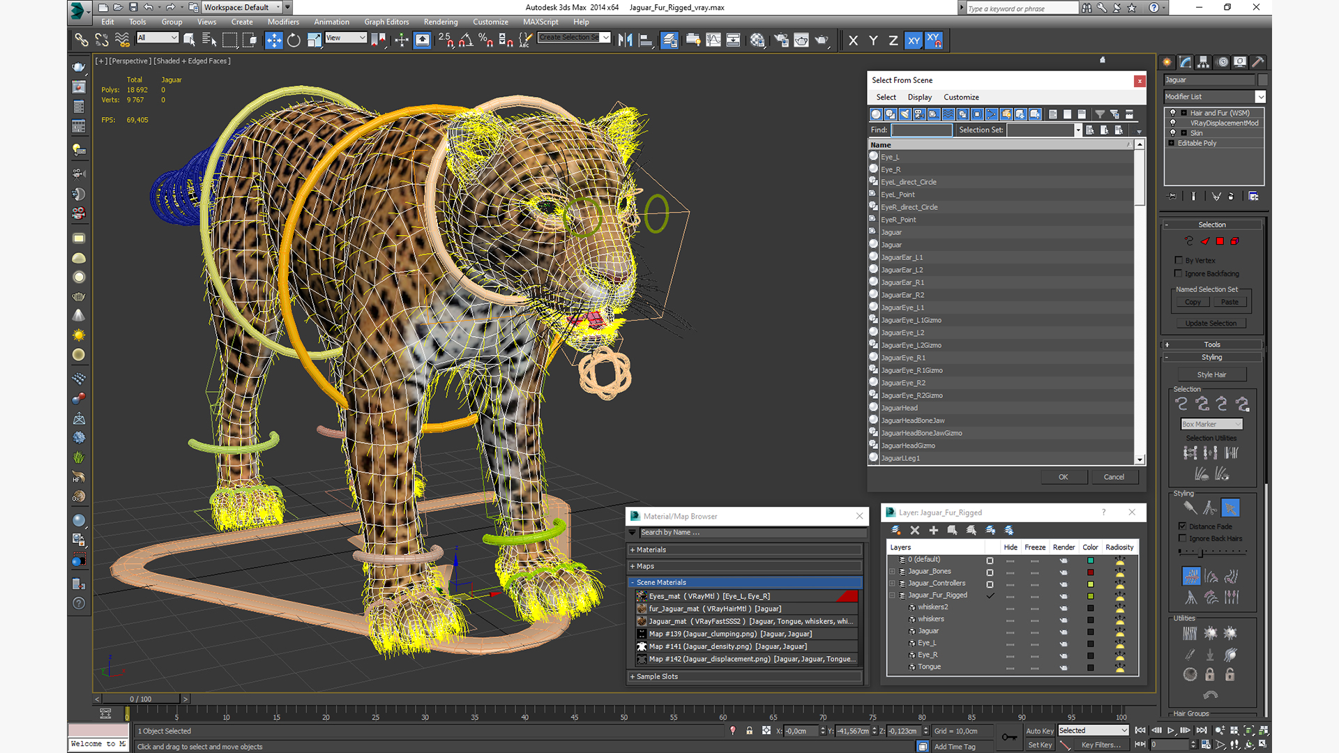 Jaguar Fur Rigged 3D