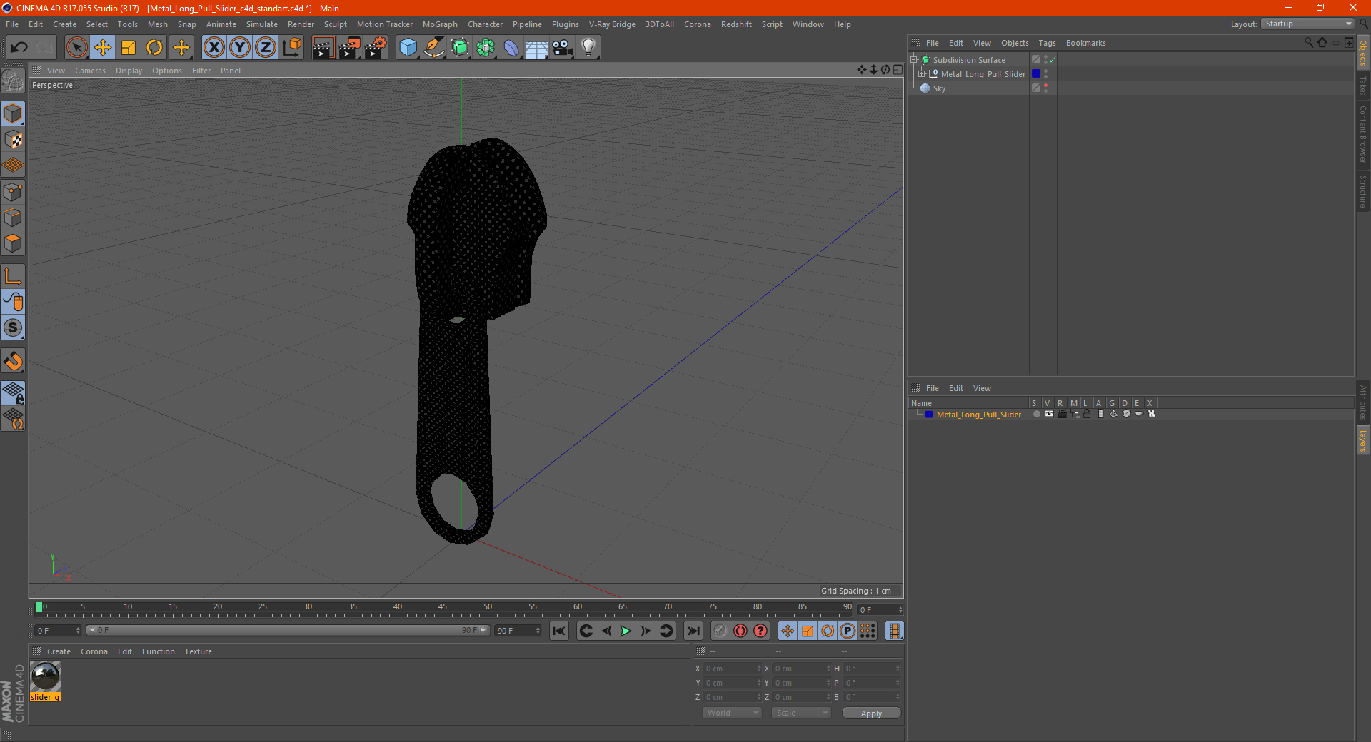 Metal Long Pull Slider 3D