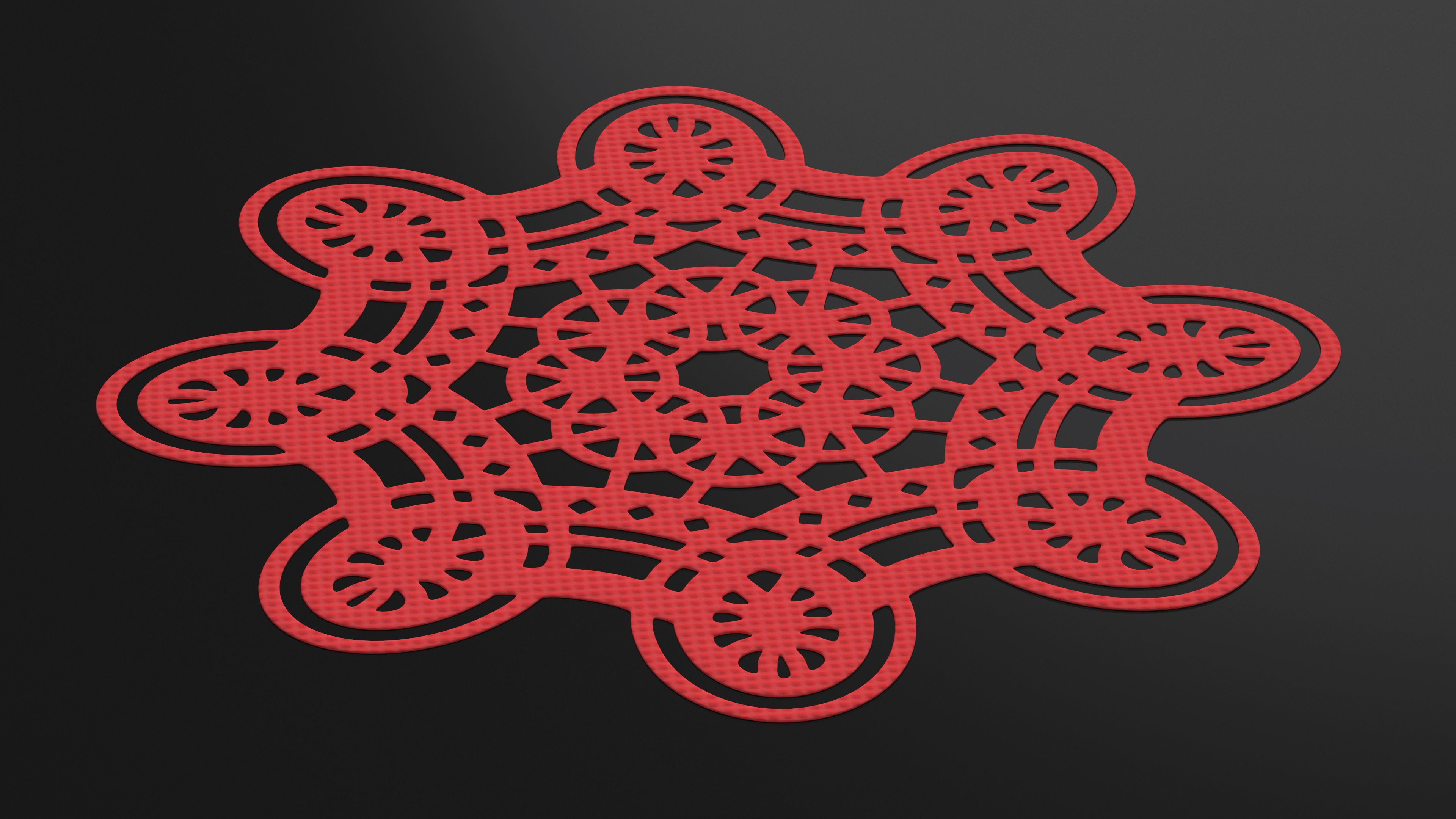 Disposable Lace Paper Placemat Red 3D model