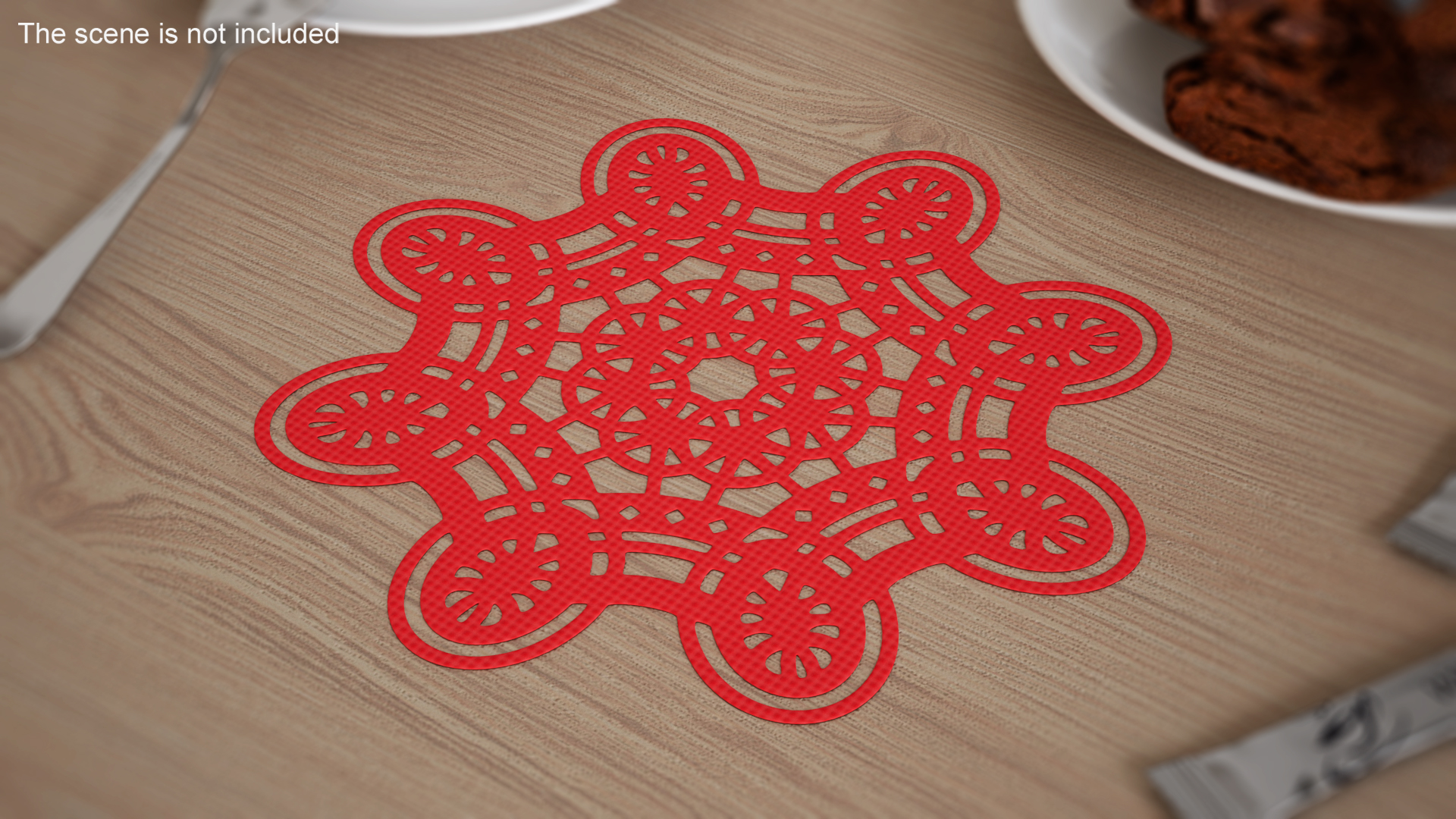 Disposable Lace Paper Placemat Red 3D model