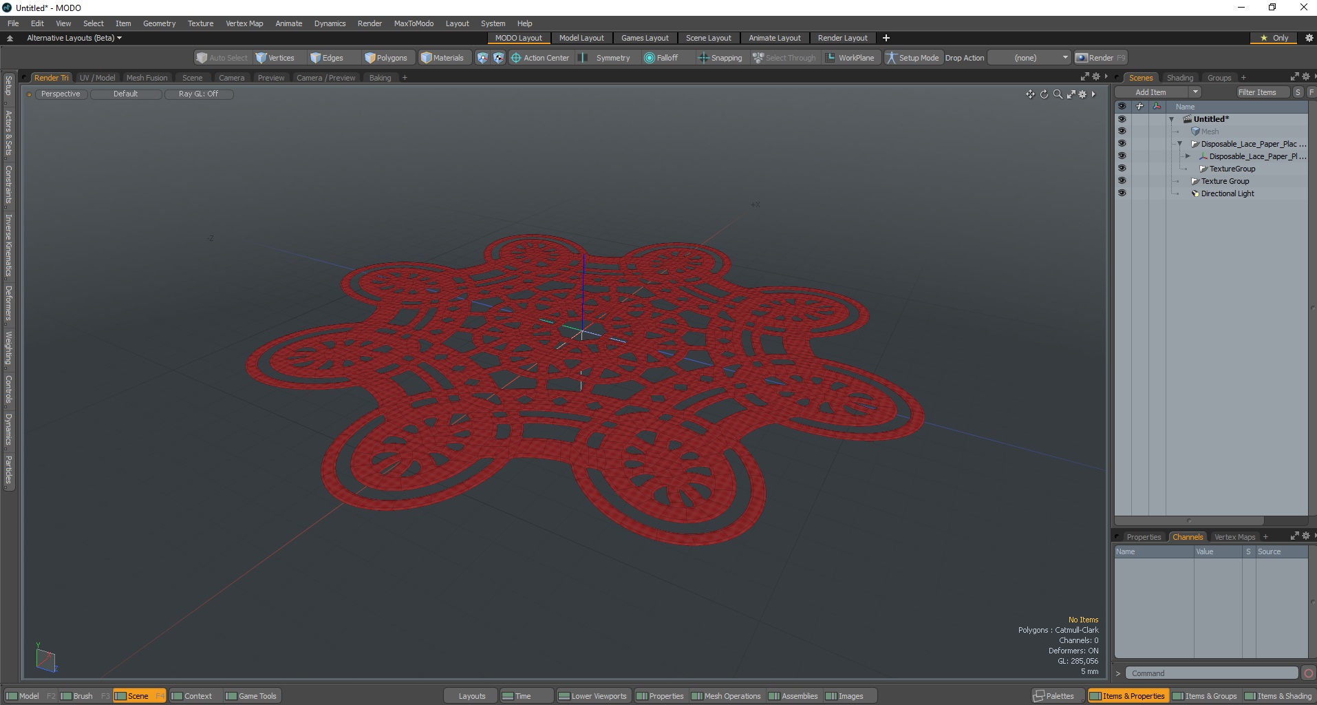 Disposable Lace Paper Placemat Red 3D model