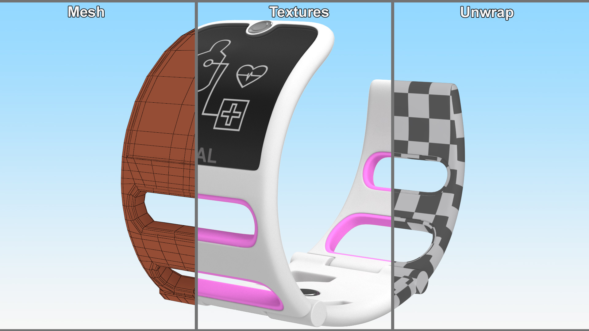 3D Smart Health Monitoring Bracelet Vital Pink model