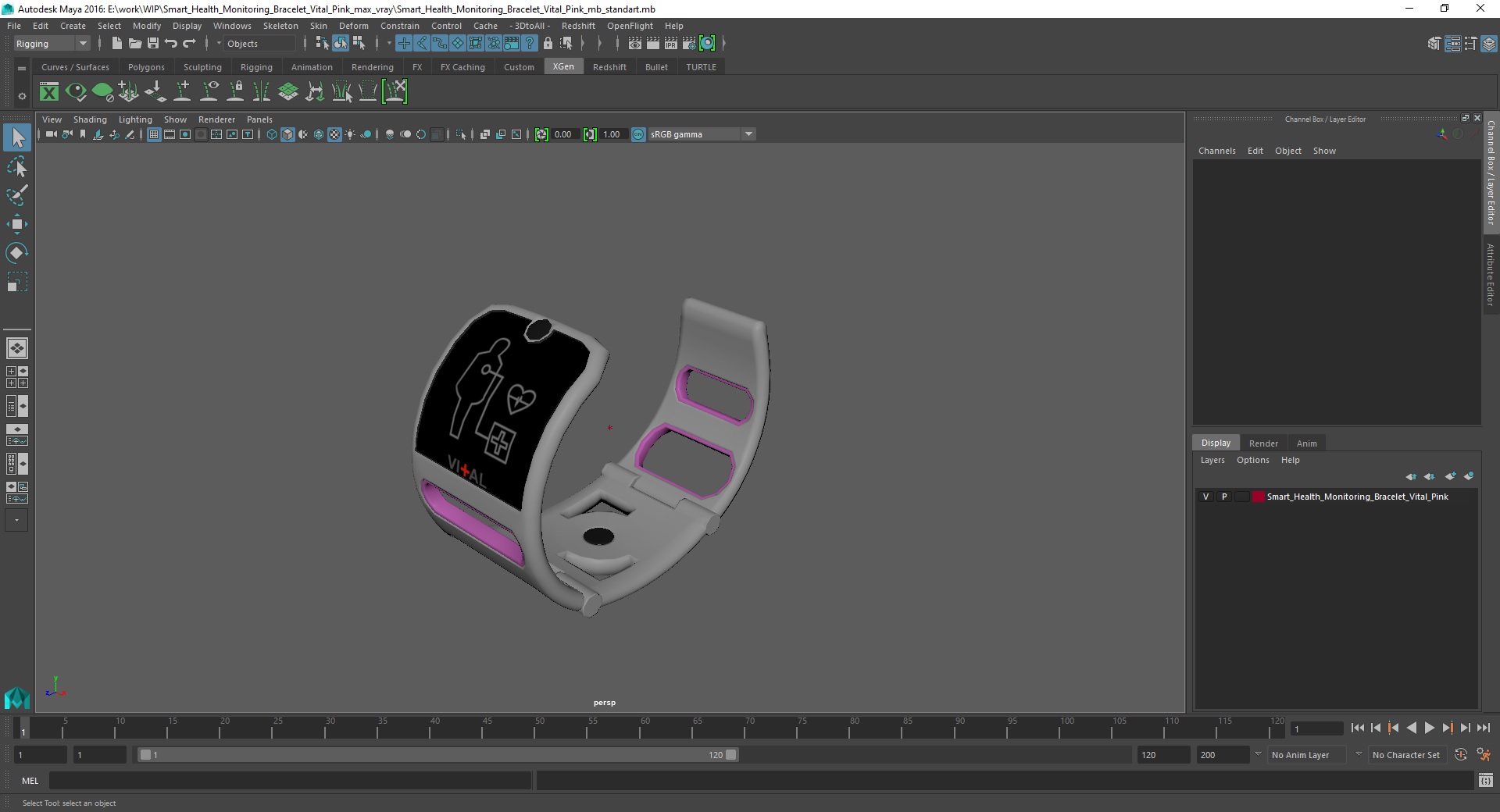 3D Smart Health Monitoring Bracelet Vital Pink model